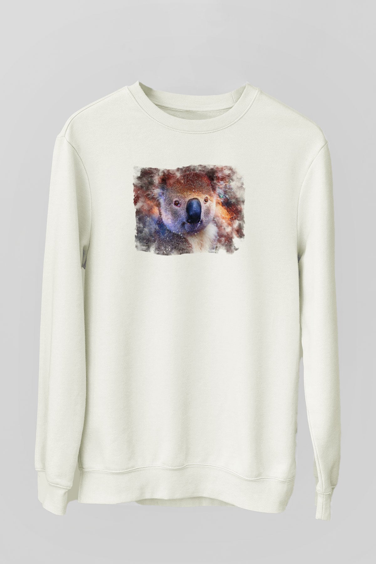 Koala Baskılı Beyaz Unisex Sweatshirt