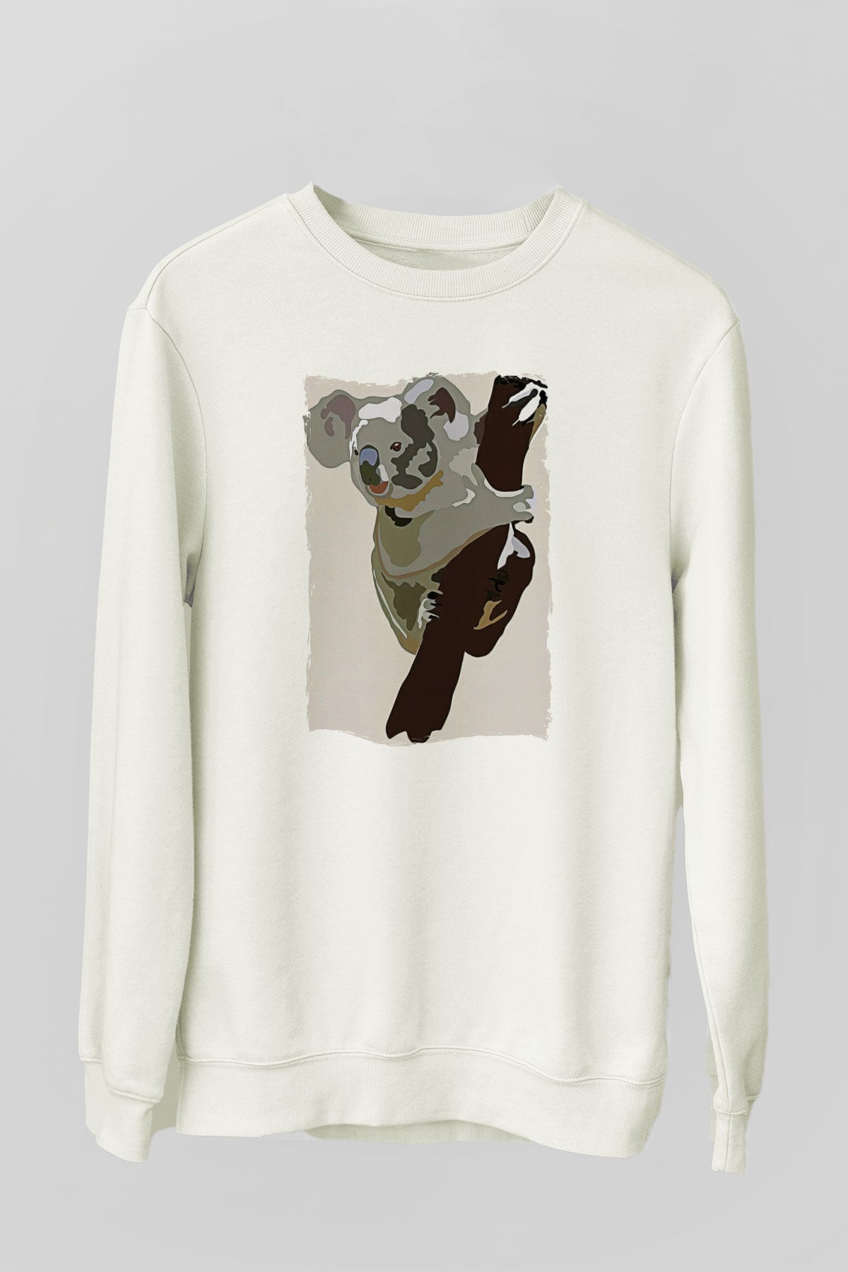 Koala Baskılı Beyaz Unisex Sweatshirt
