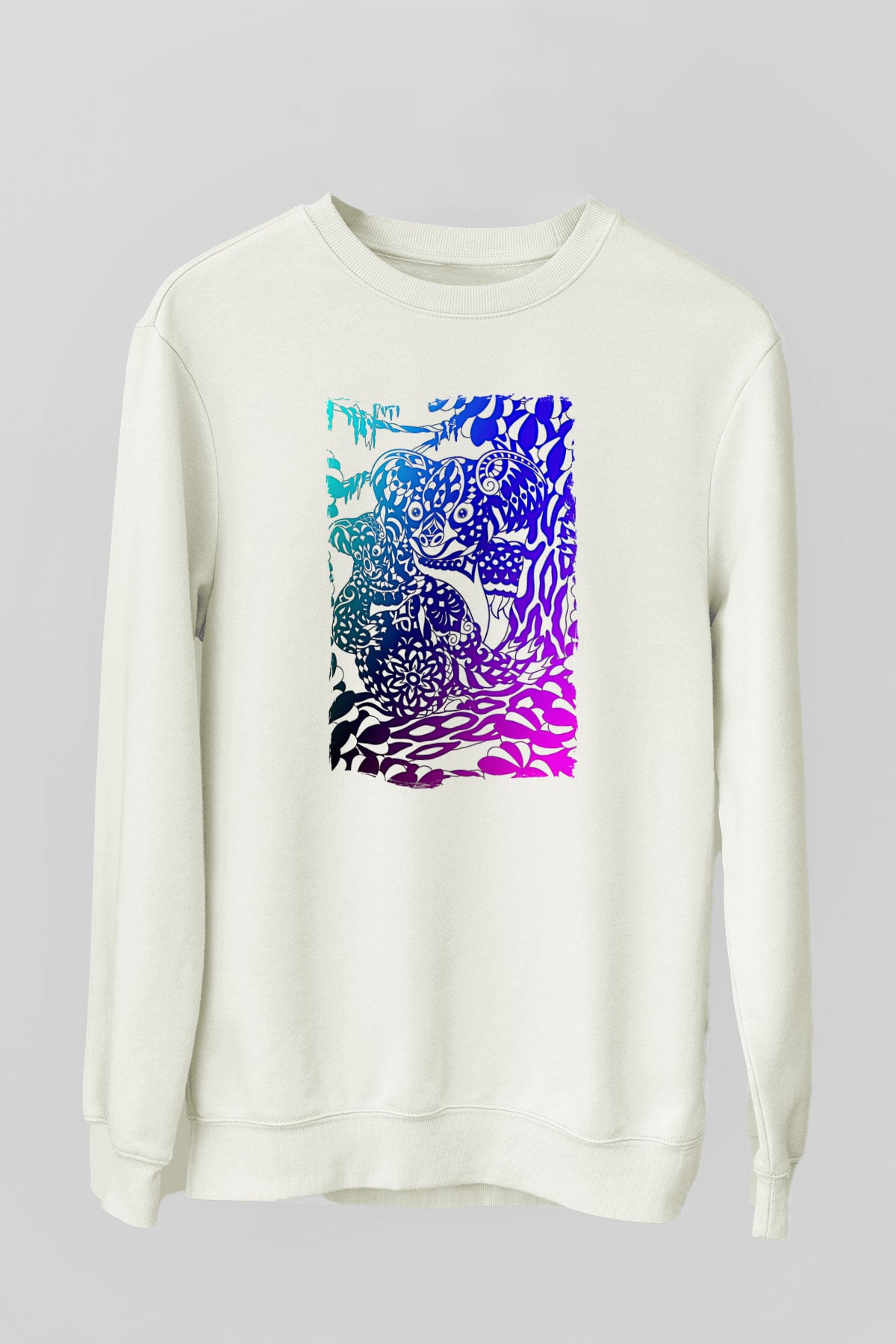 Koala Baskılı Beyaz Unisex Sweatshirt