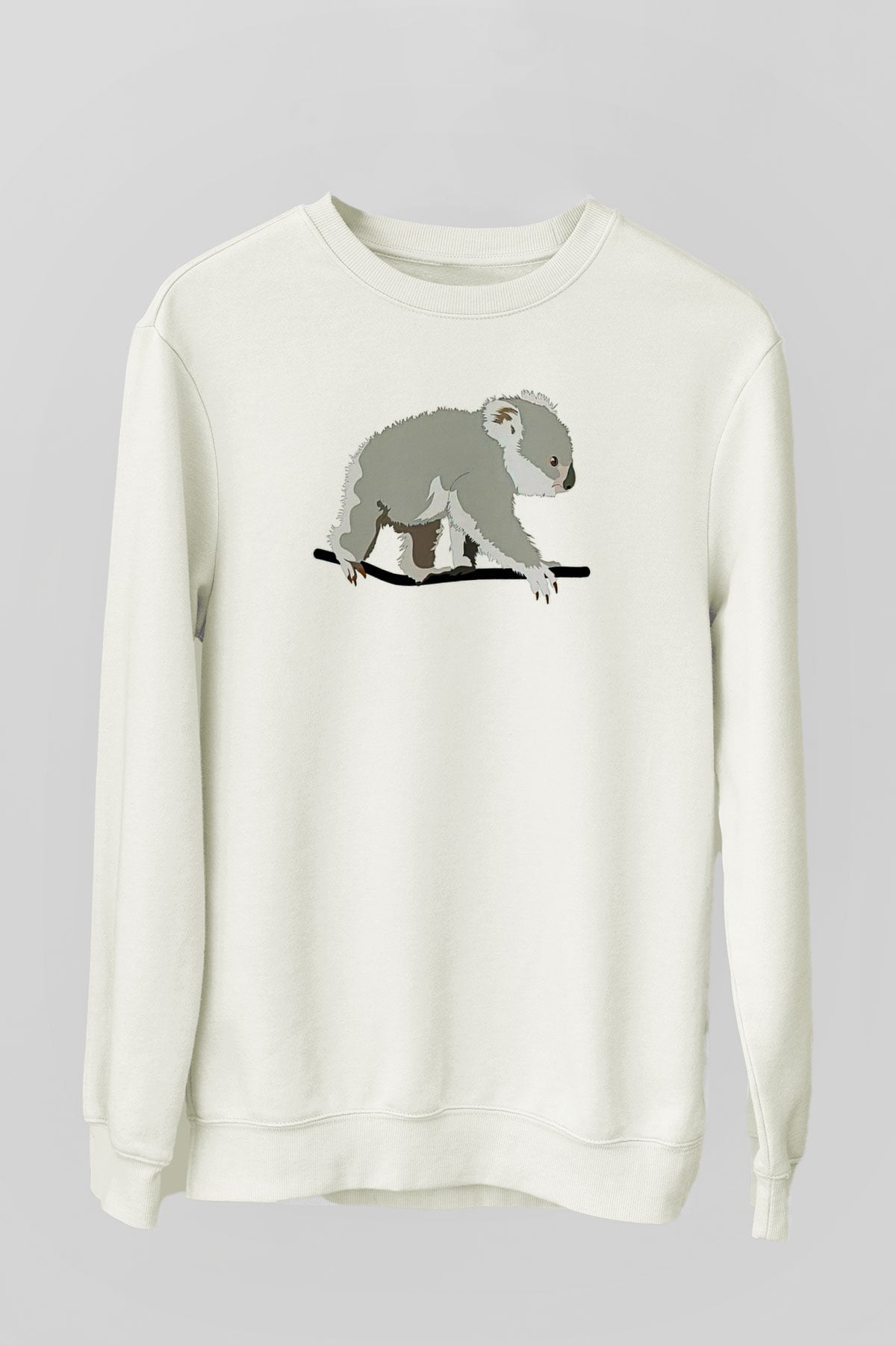 Koala Baskılı Beyaz Unisex Sweatshirt