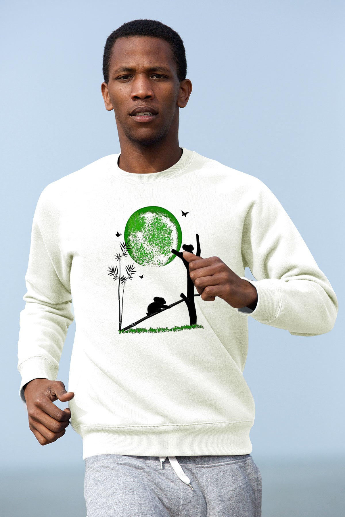 Koala Baskılı Beyaz Unisex Sweatshirt