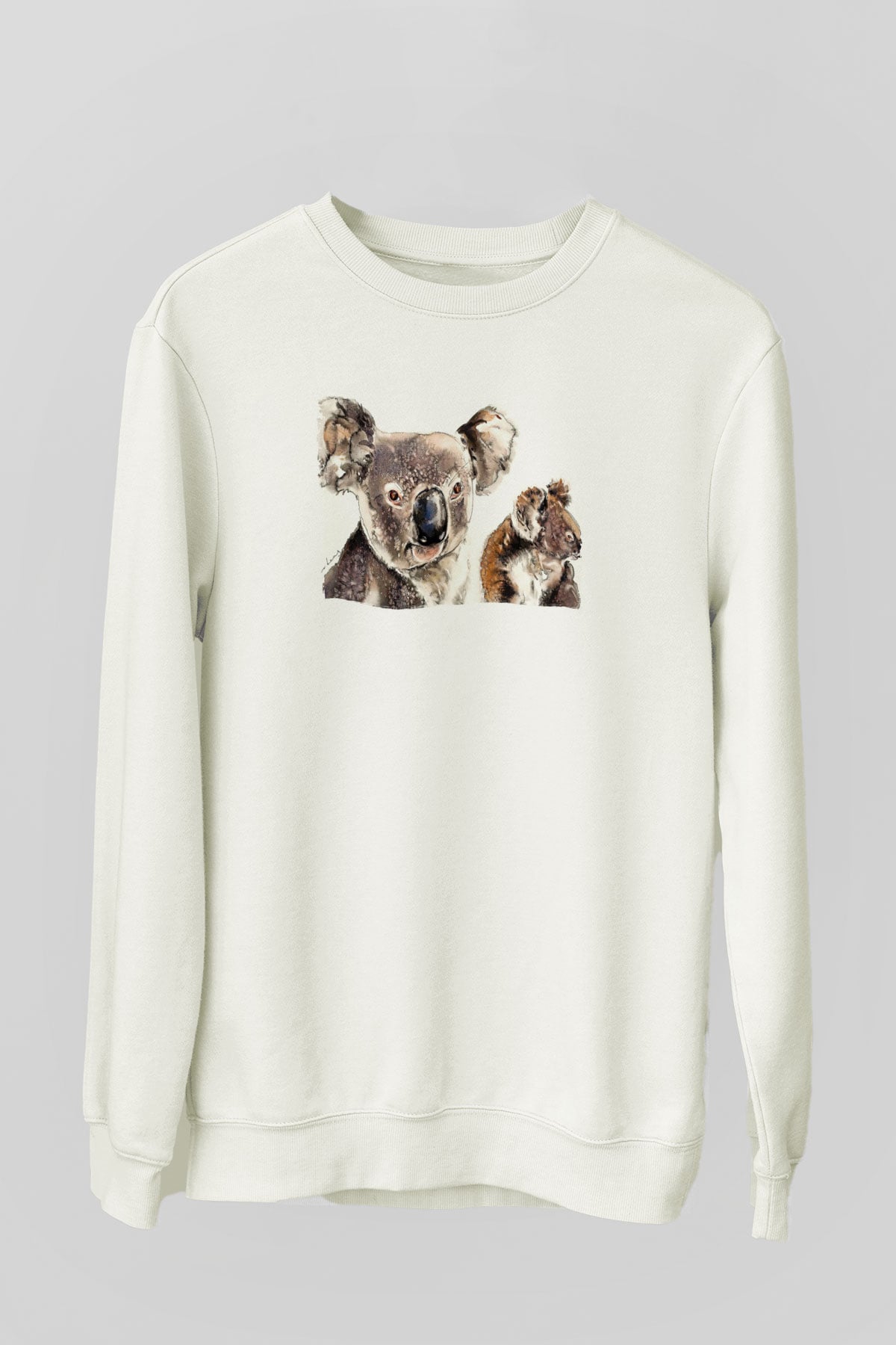 Koala Baskılı Beyaz Unisex Sweatshirt