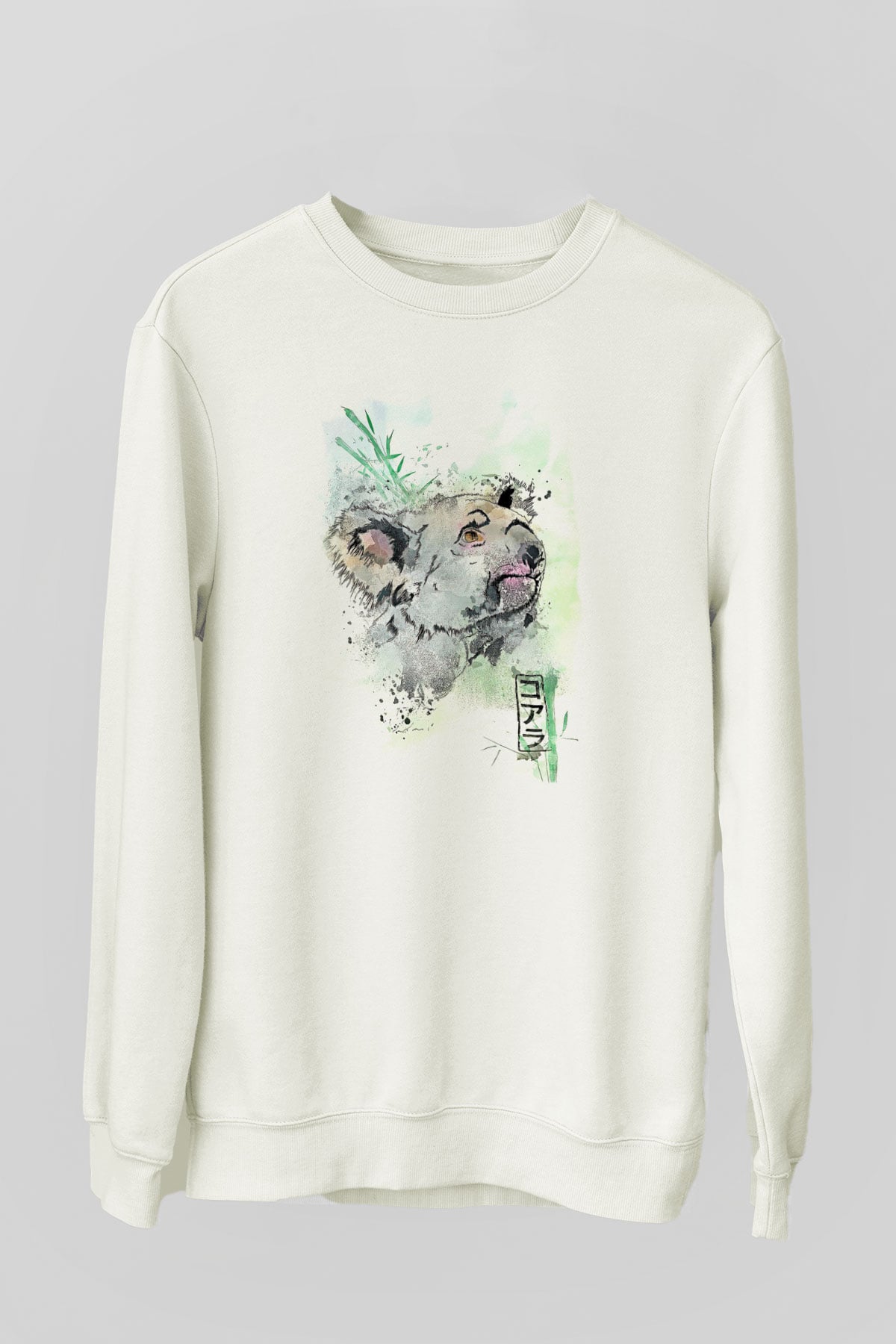 Koala Baskılı Beyaz Unisex Sweatshirt