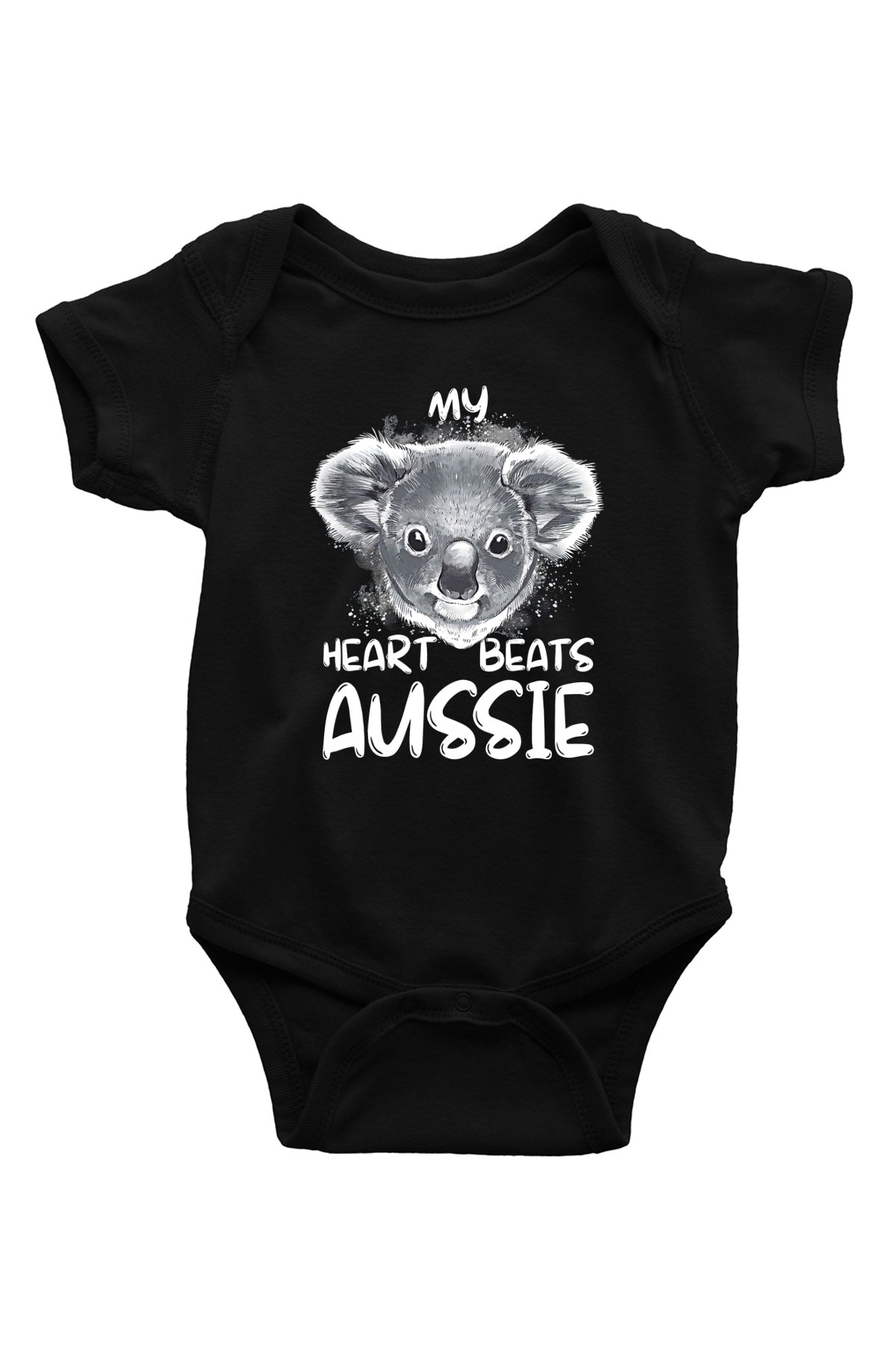 Koala Baskılı Unisex Siyah Bebek Body - Zıbın