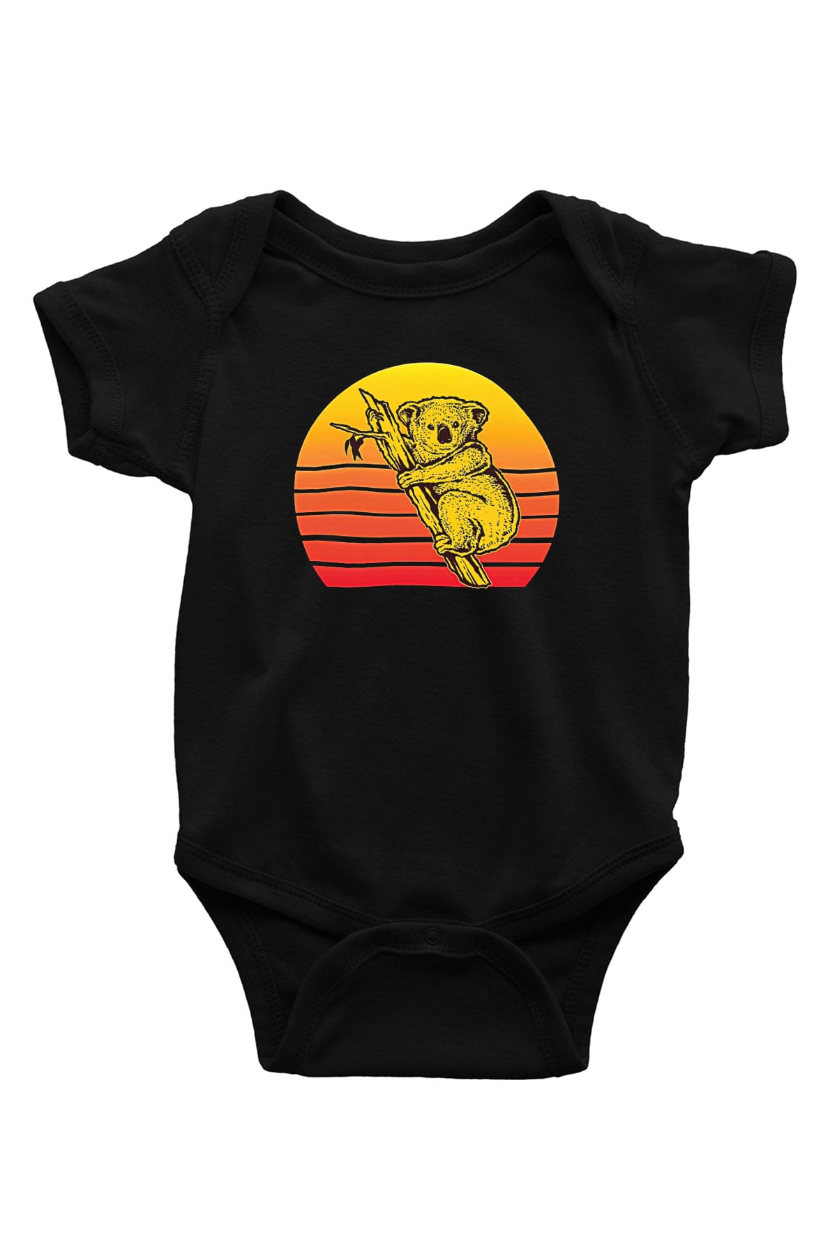 Koala Baskılı Unisex Siyah Bebek Body - Zıbın