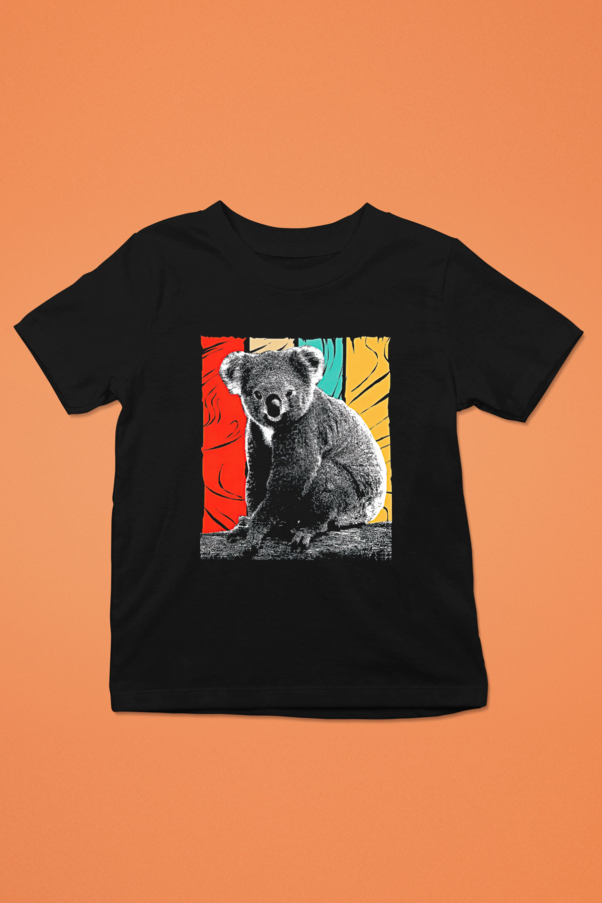 Koala Baskılı Unisex Siyah Çocuk Tişört - Tshirt