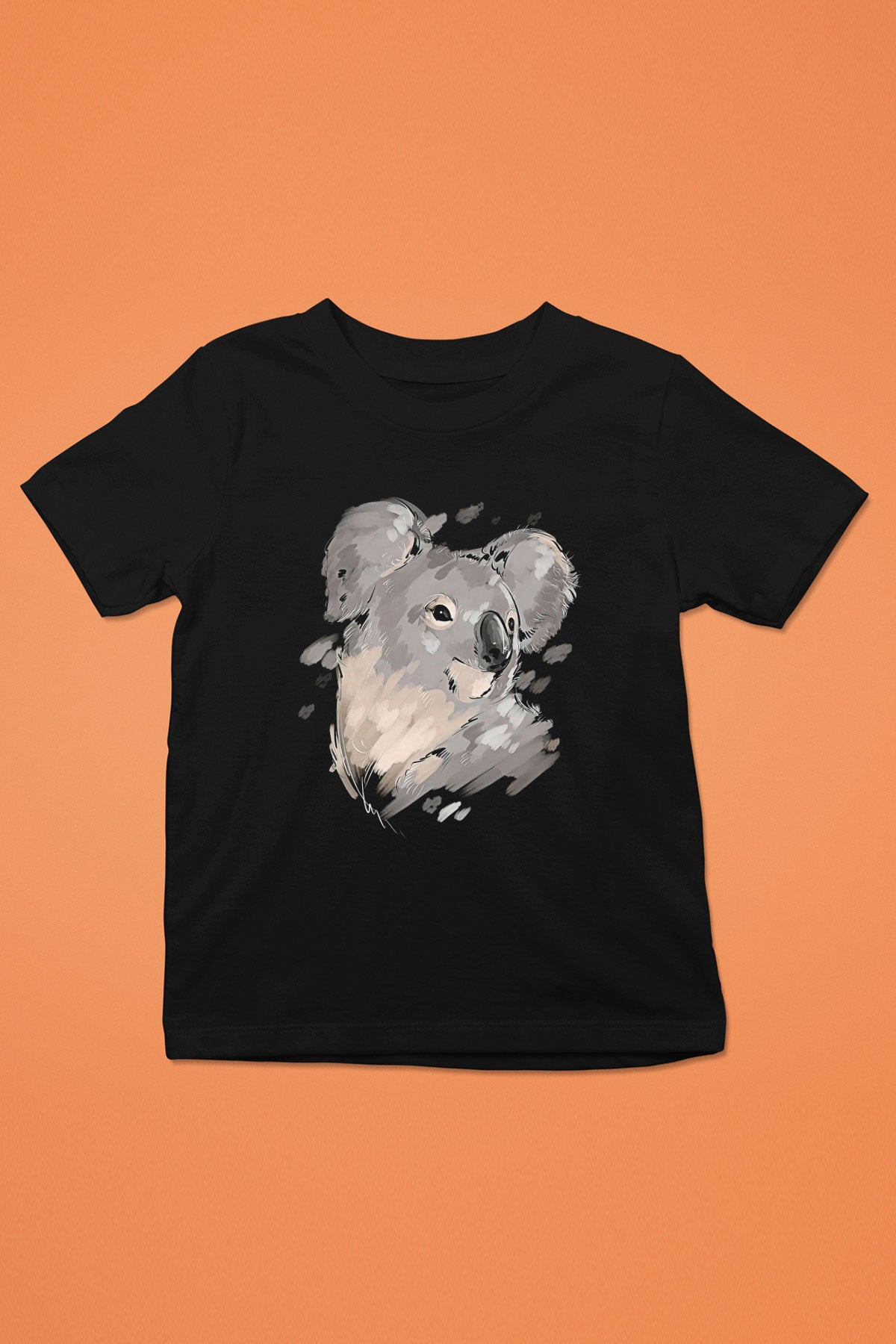 Koala Baskılı Unisex Siyah Çocuk Tişört - Tshirt