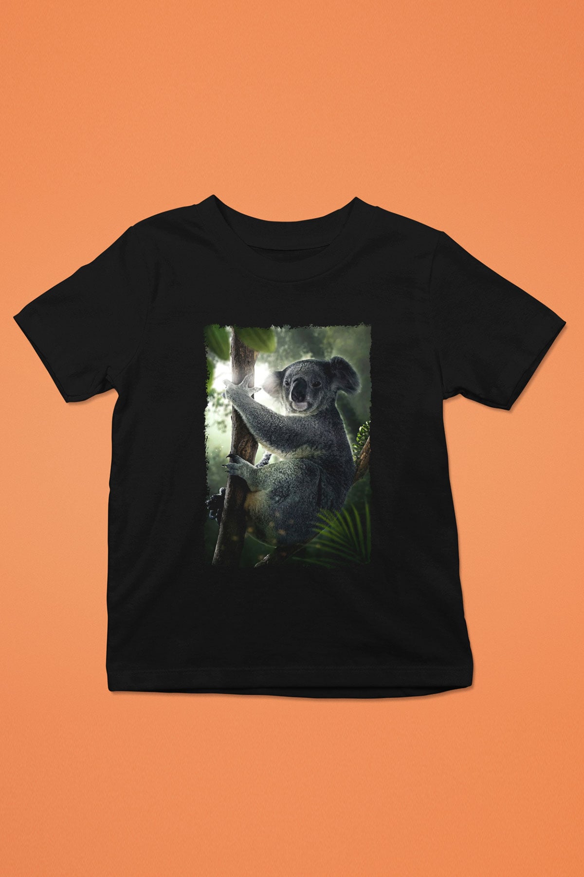 Koala Baskılı Unisex Siyah Çocuk Tişört - Tshirt