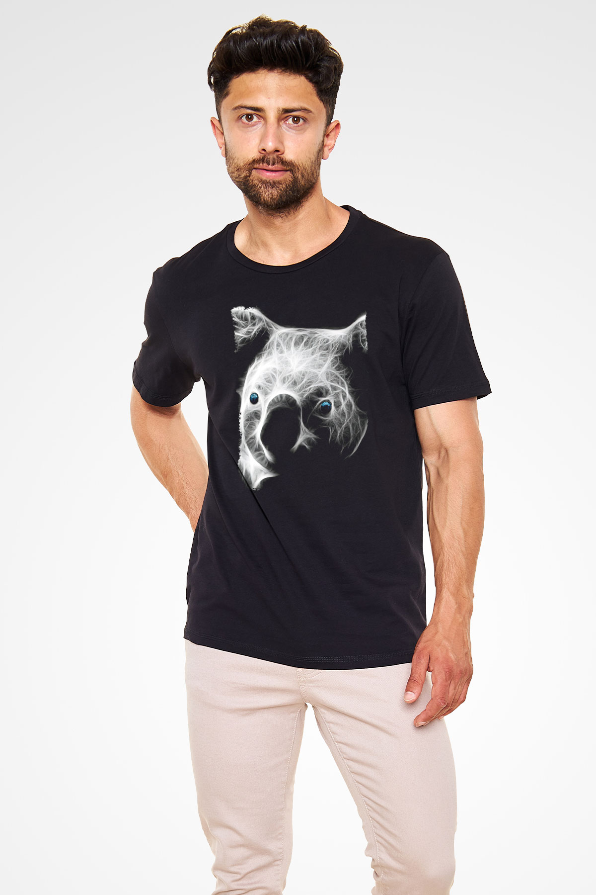 Koala Baskılı Unisex Siyah Tişört - Tshirt