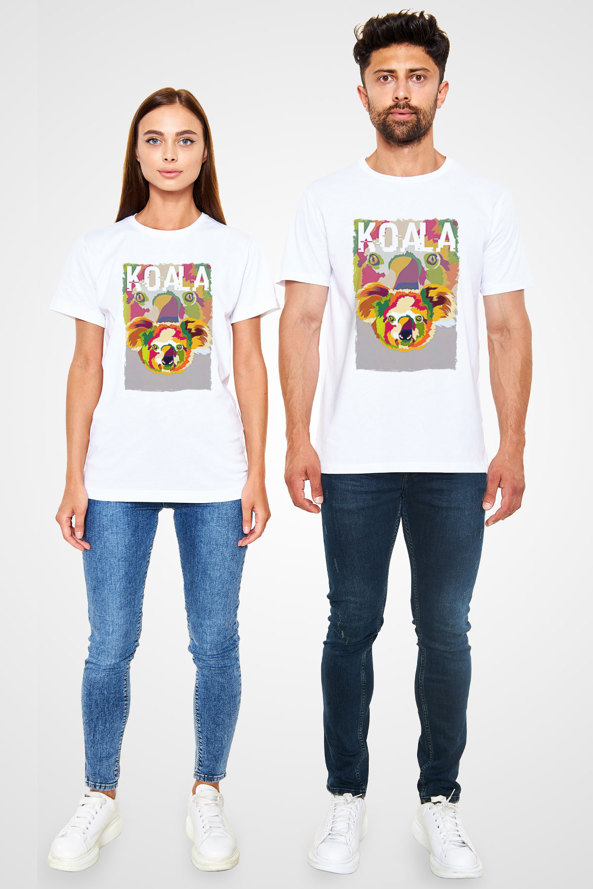 Koala Unisex Baskılı Beyaz Tişört - Tshirt