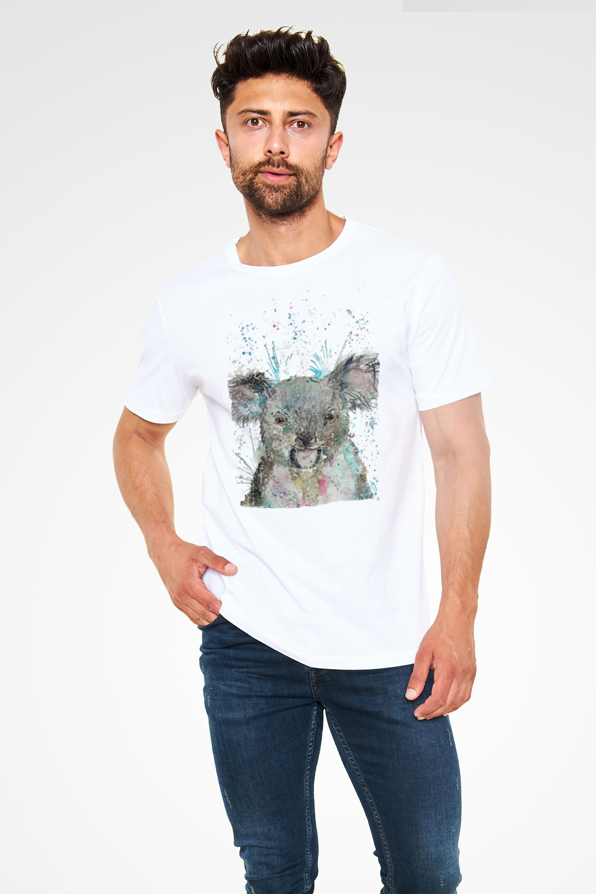 Koala Unisex Baskılı Beyaz Tişört - Tshirt