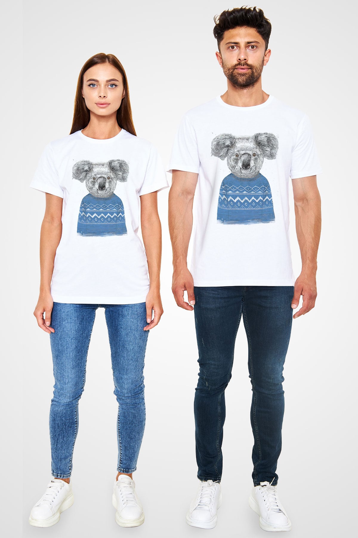Koala Unisex Baskılı Beyaz Tişört - Tshirt