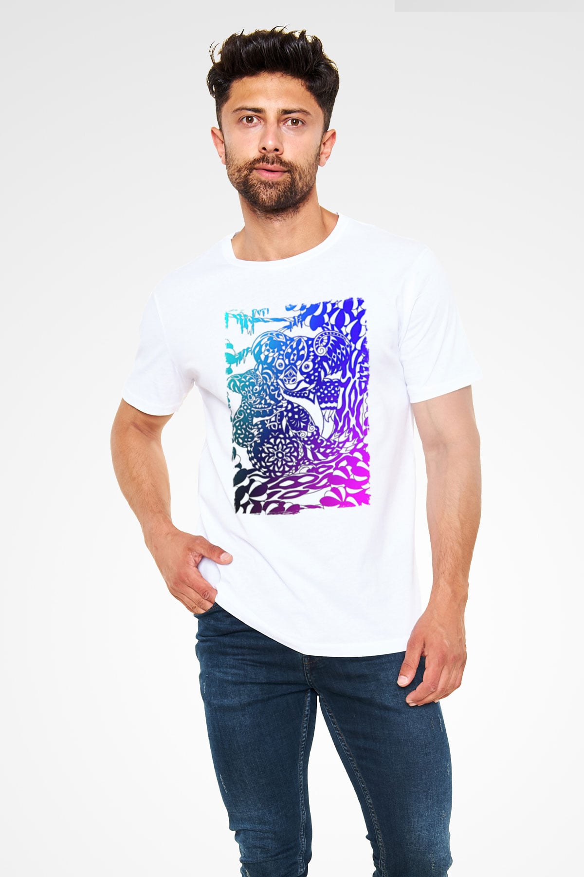 Koala Unisex Baskılı Beyaz Tişört - Tshirt
