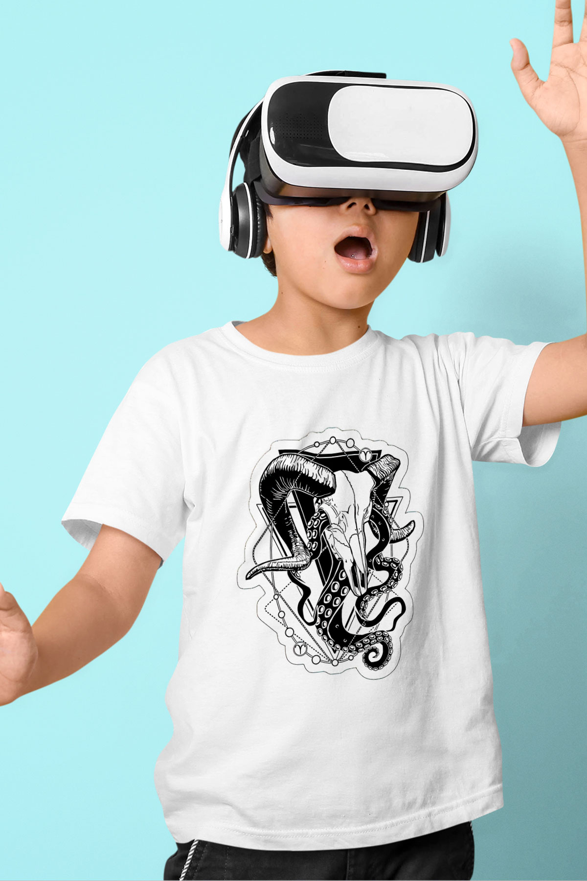 Koç Burcu Baskılı Beyaz Unisex Beyaz Çocuk Tişört - Tshirt