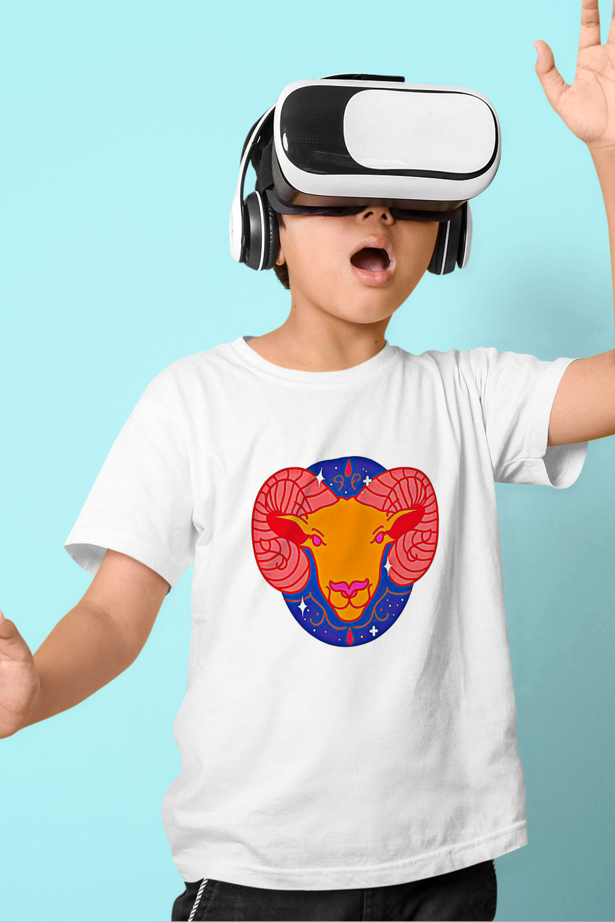 Koç Burcu Baskılı Beyaz Unisex Beyaz Çocuk Tişört - Tshirt