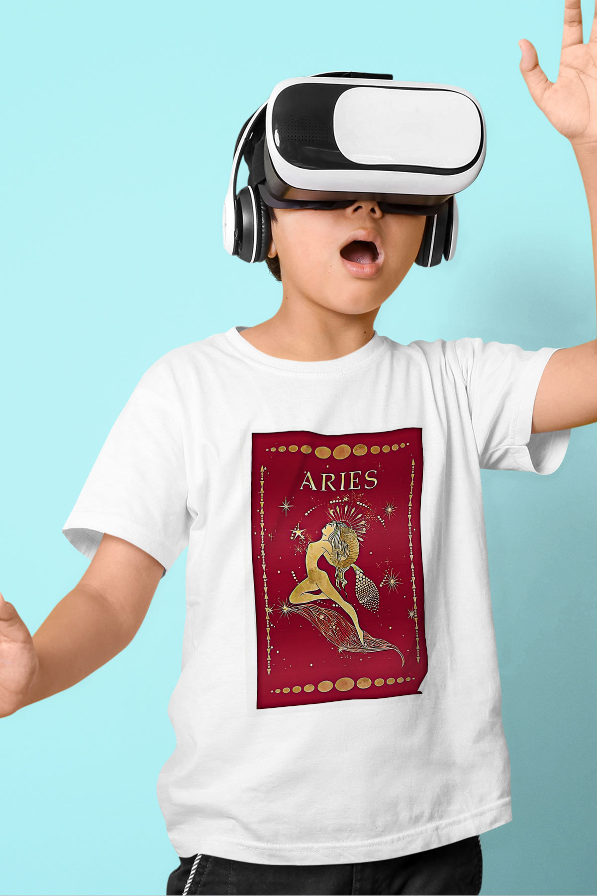Koç Burcu Baskılı Beyaz Unisex Beyaz Çocuk Tişört - Tshirt