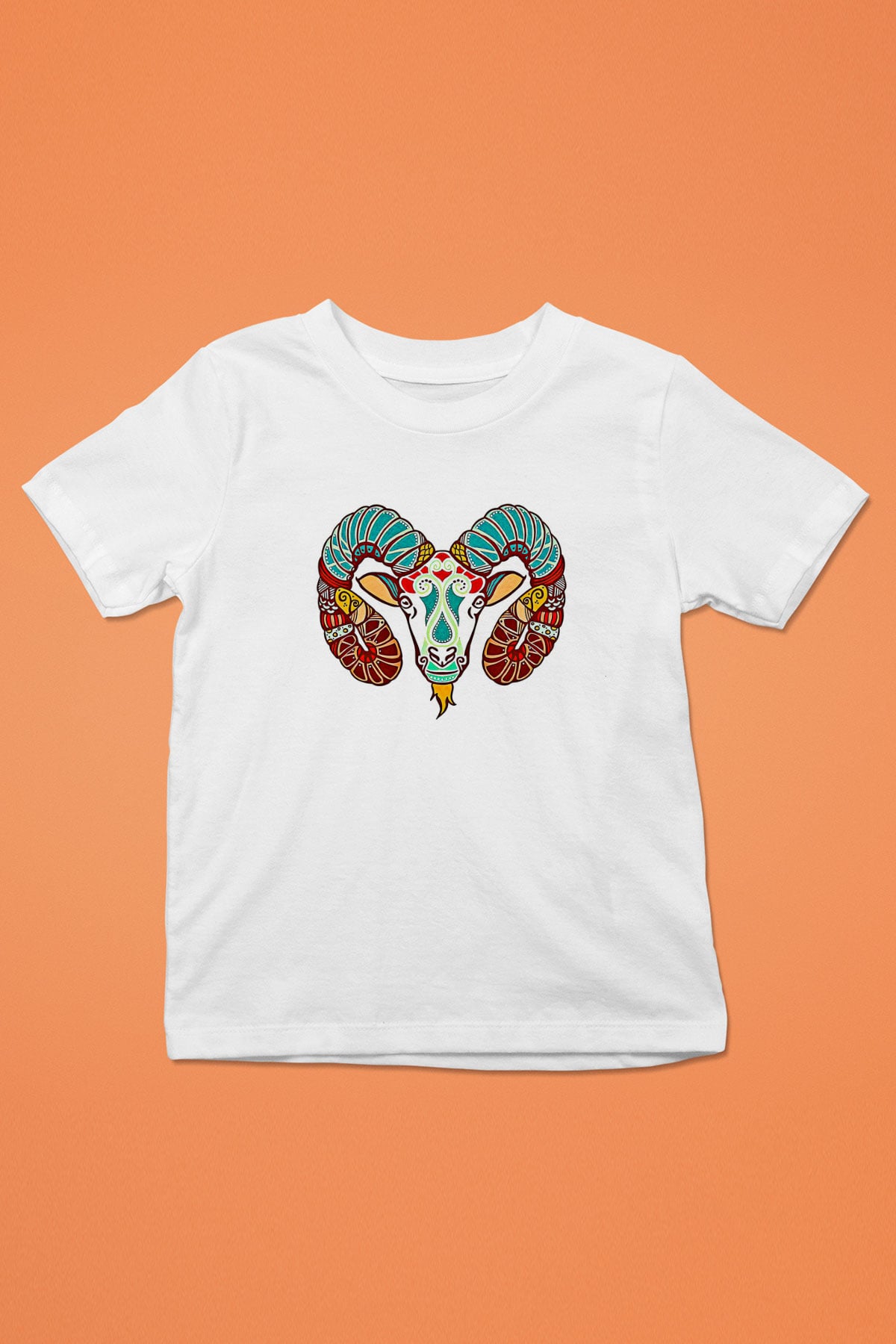 Koç Burcu Baskılı Beyaz Unisex Beyaz Çocuk Tişört - Tshirt