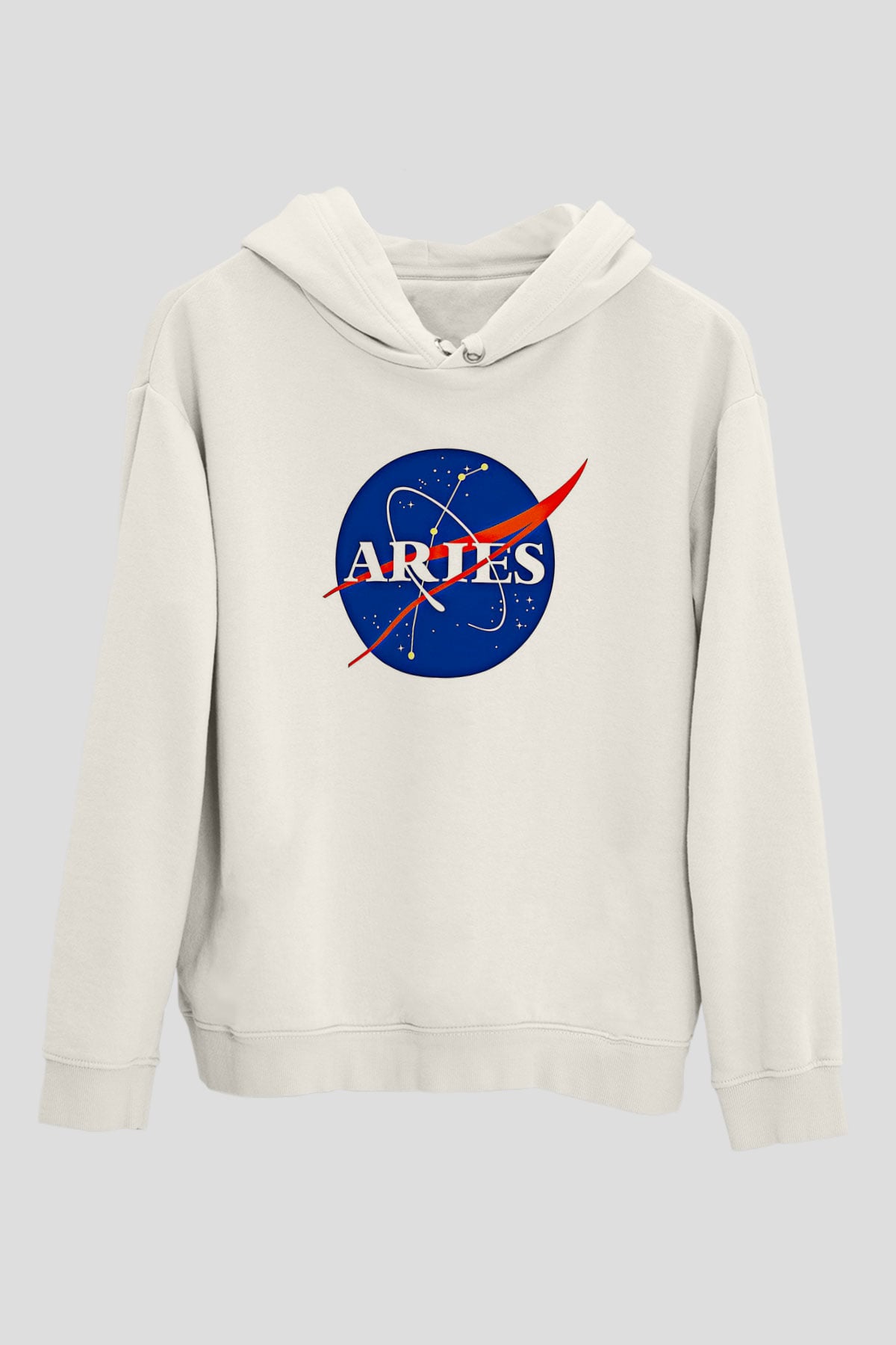 Koç Burcu Baskılı Beyaz Unisex Hoodie