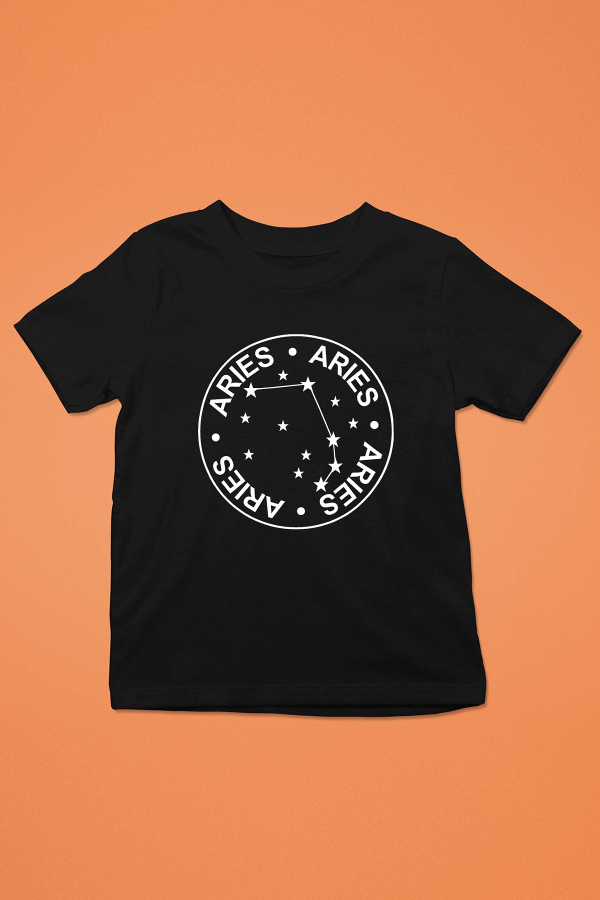 Koç Burcu Baskılı Unisex Siyah Çocuk Tişört - Tshirt