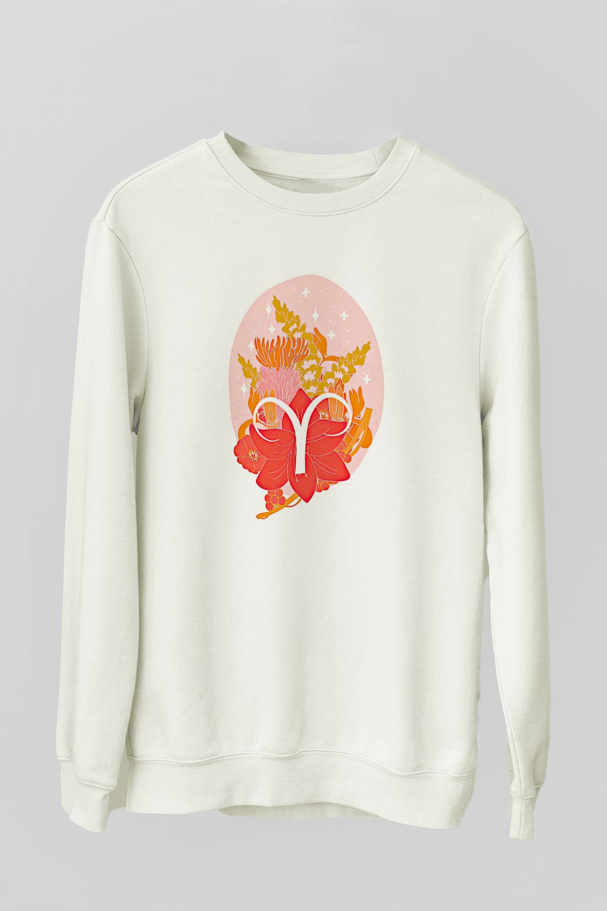 Koç Burcu Baskılı Unisex Siyah Sweatshirt