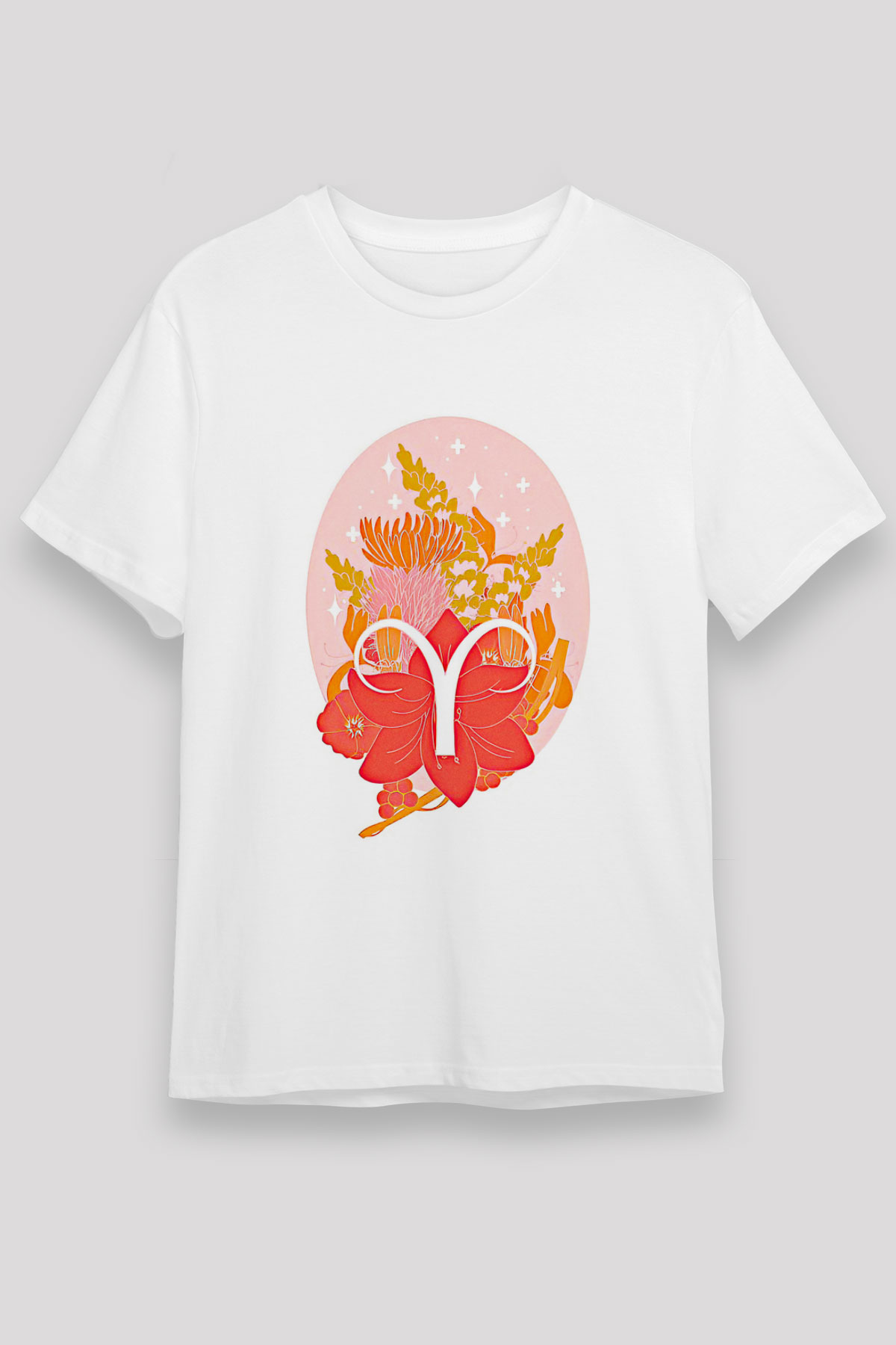 Koç Burcu Baskılı Unisex Siyah Tişört - Tshirt