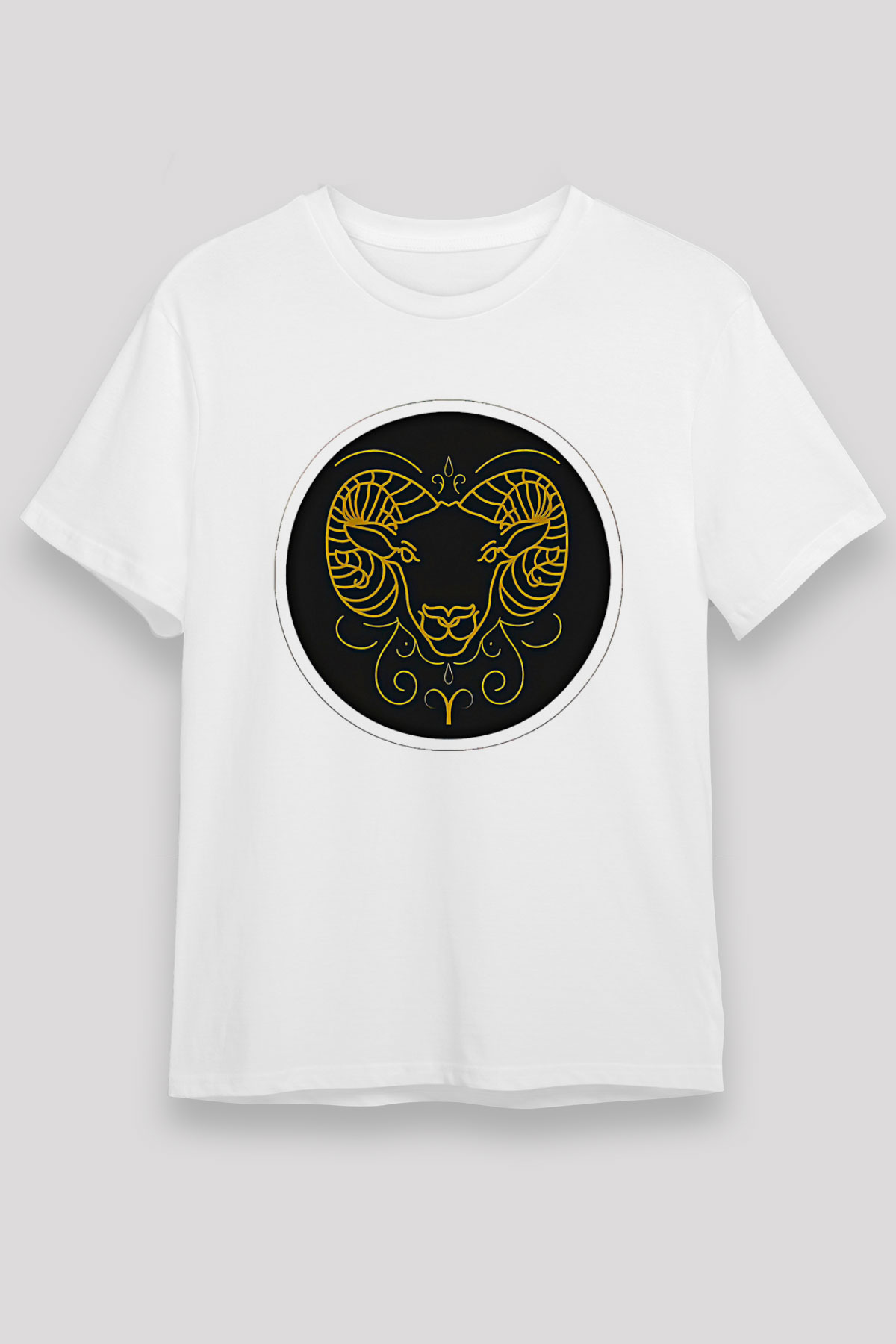 Koç Burcu Unisex Baskılı Beyaz Tişört - Tshirt