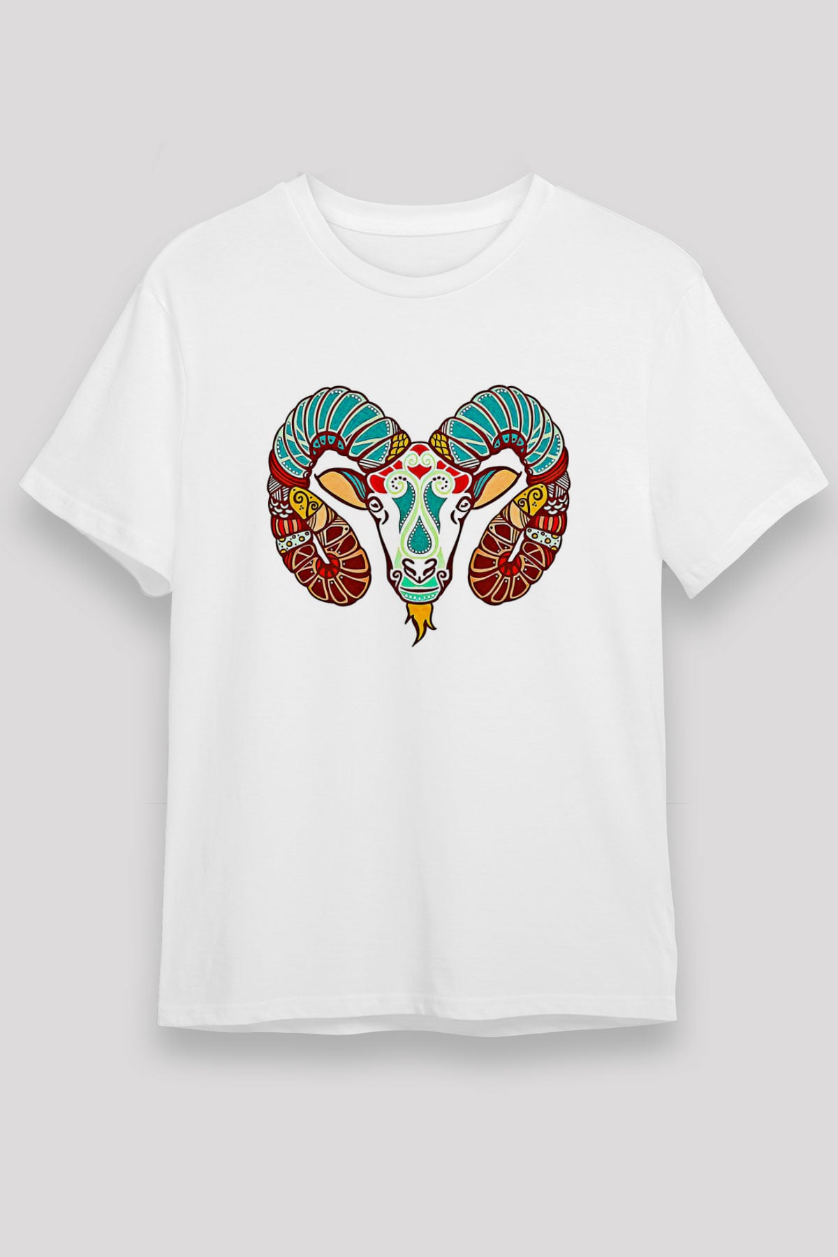 Koç Burcu Unisex Baskılı Beyaz Tişört - Tshirt