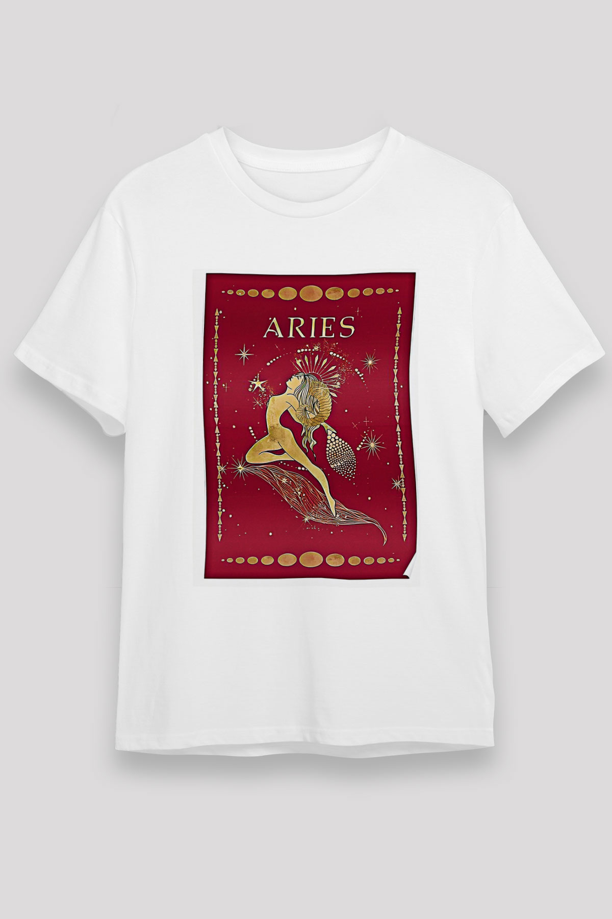 Koç Burcu Unisex Baskılı Beyaz Tişört - Tshirt