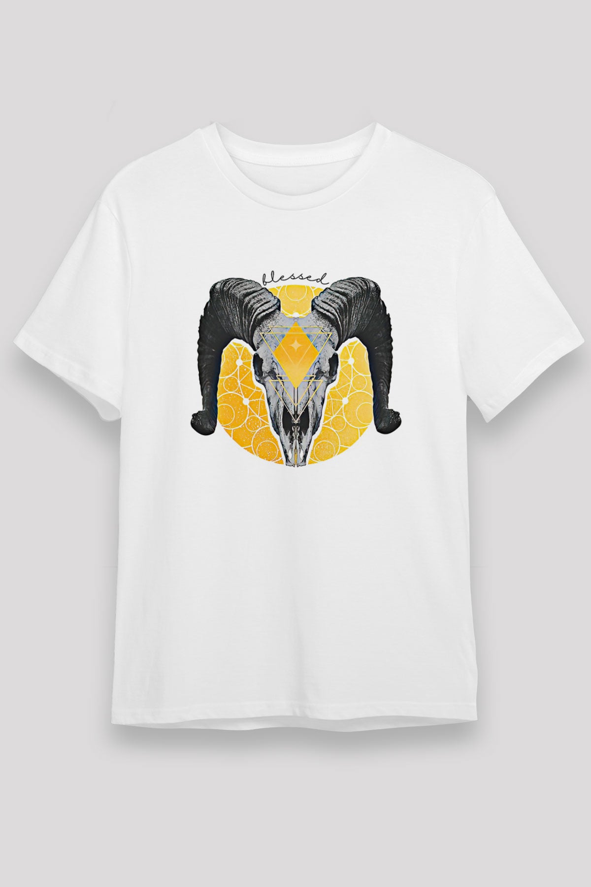 Koç Burcu Unisex Baskılı Beyaz Tişört - Tshirt