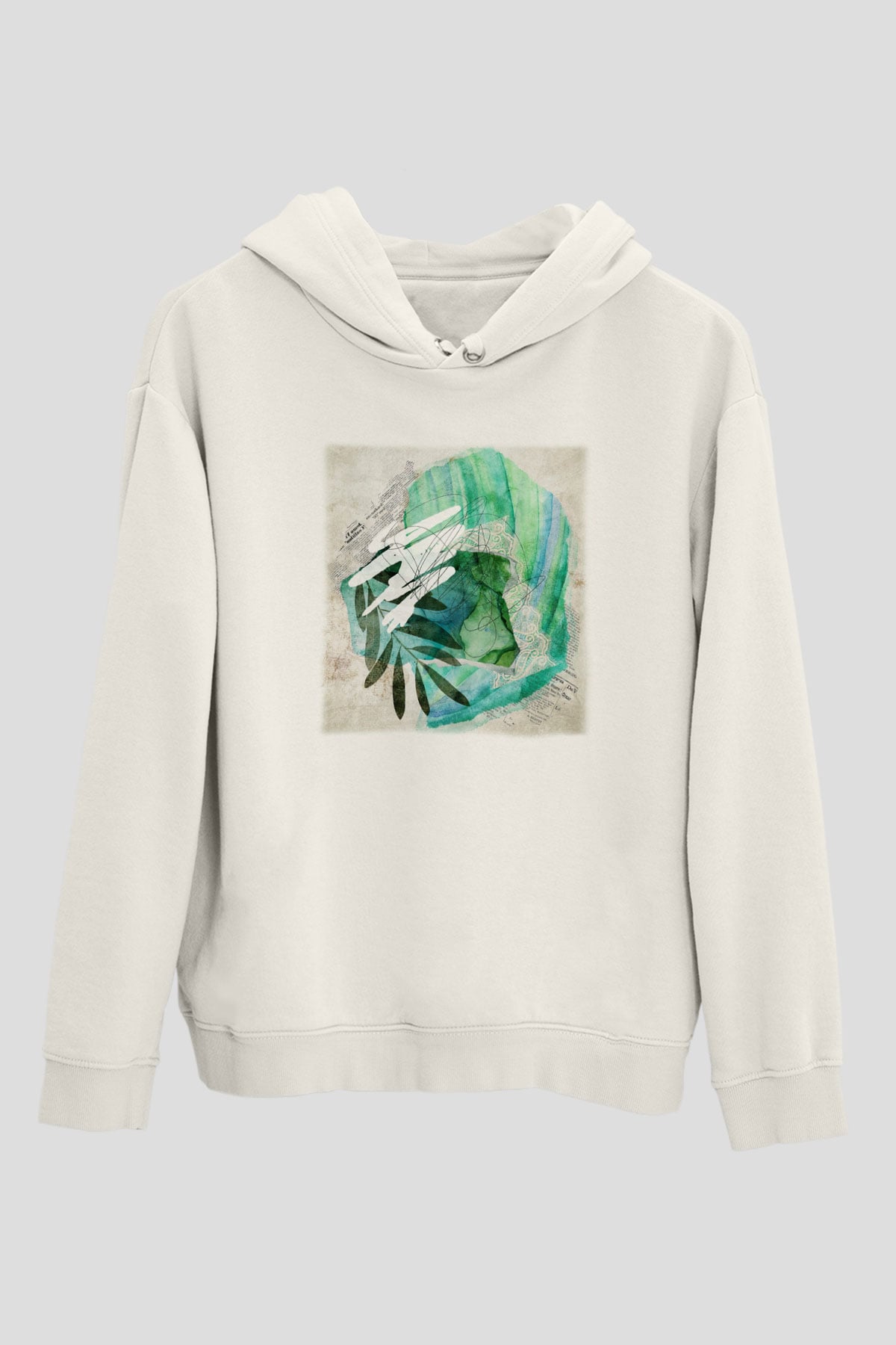Kolaj Beyaz Unisex Kapşonlu Sweatshirt