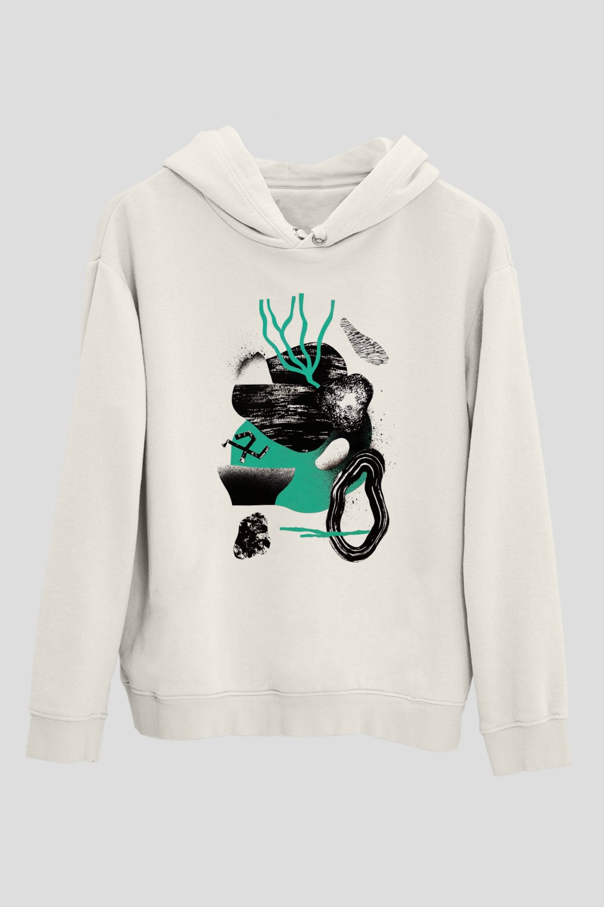 Kolaj Beyaz Unisex Kapşonlu Sweatshirt