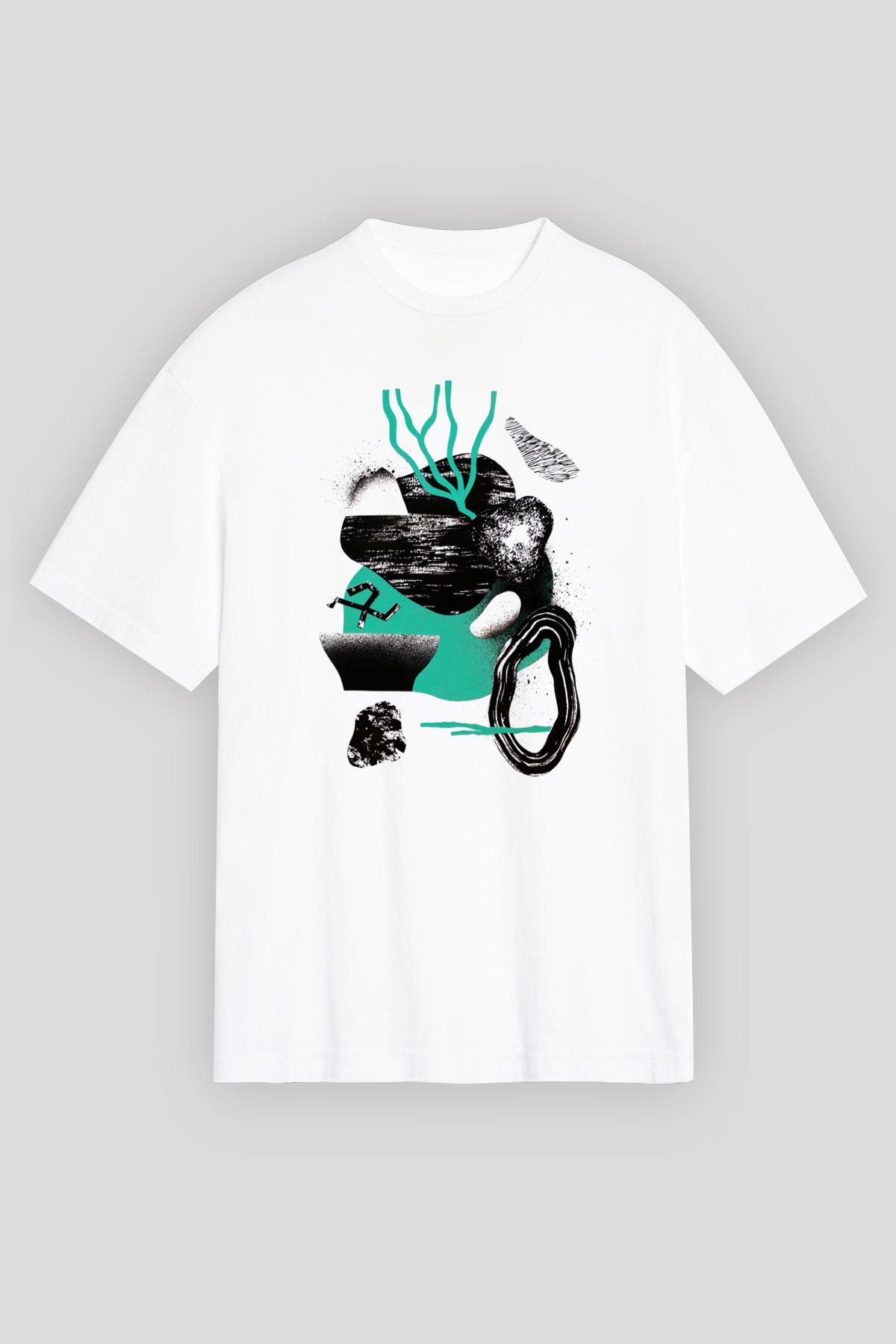 Kolaj Beyaz Unisex Oversize Tişört T-Shirt