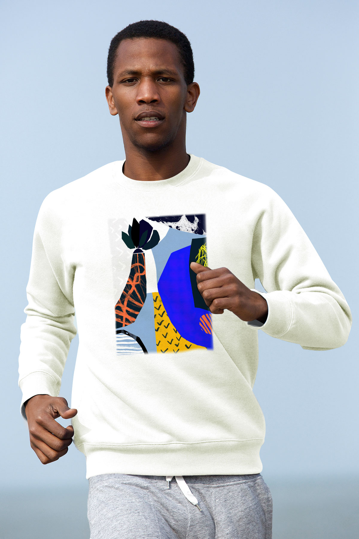 Kolaj Beyaz Unisex Sweatshirt