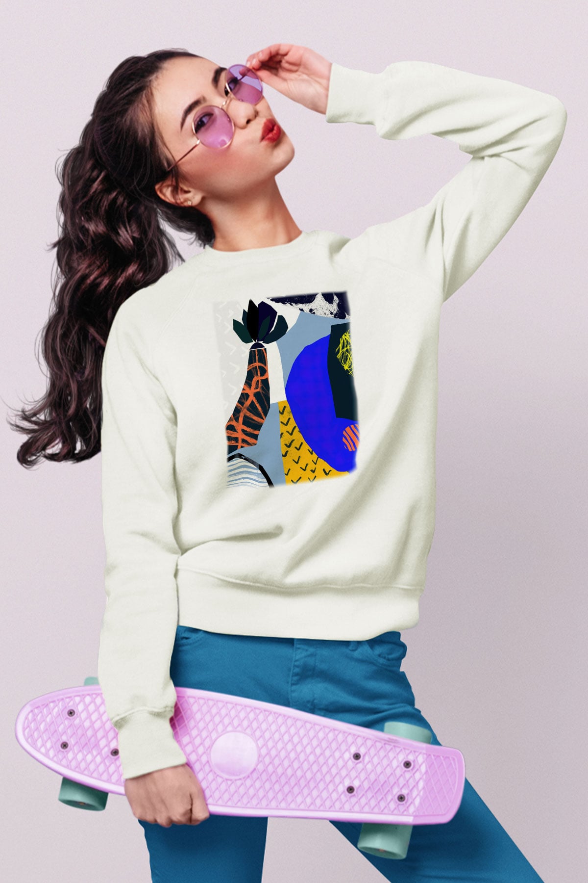 Kolaj Beyaz Unisex Sweatshirt