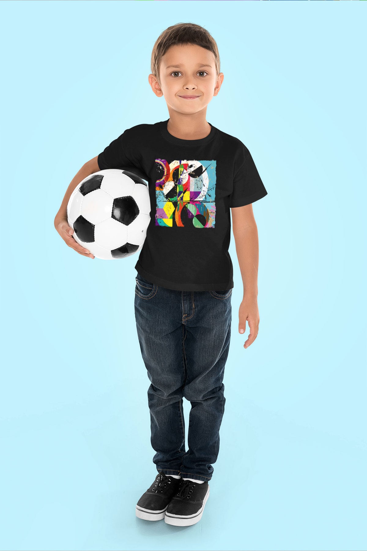 Kolaj Siyah Unisex Çocuk Tişört