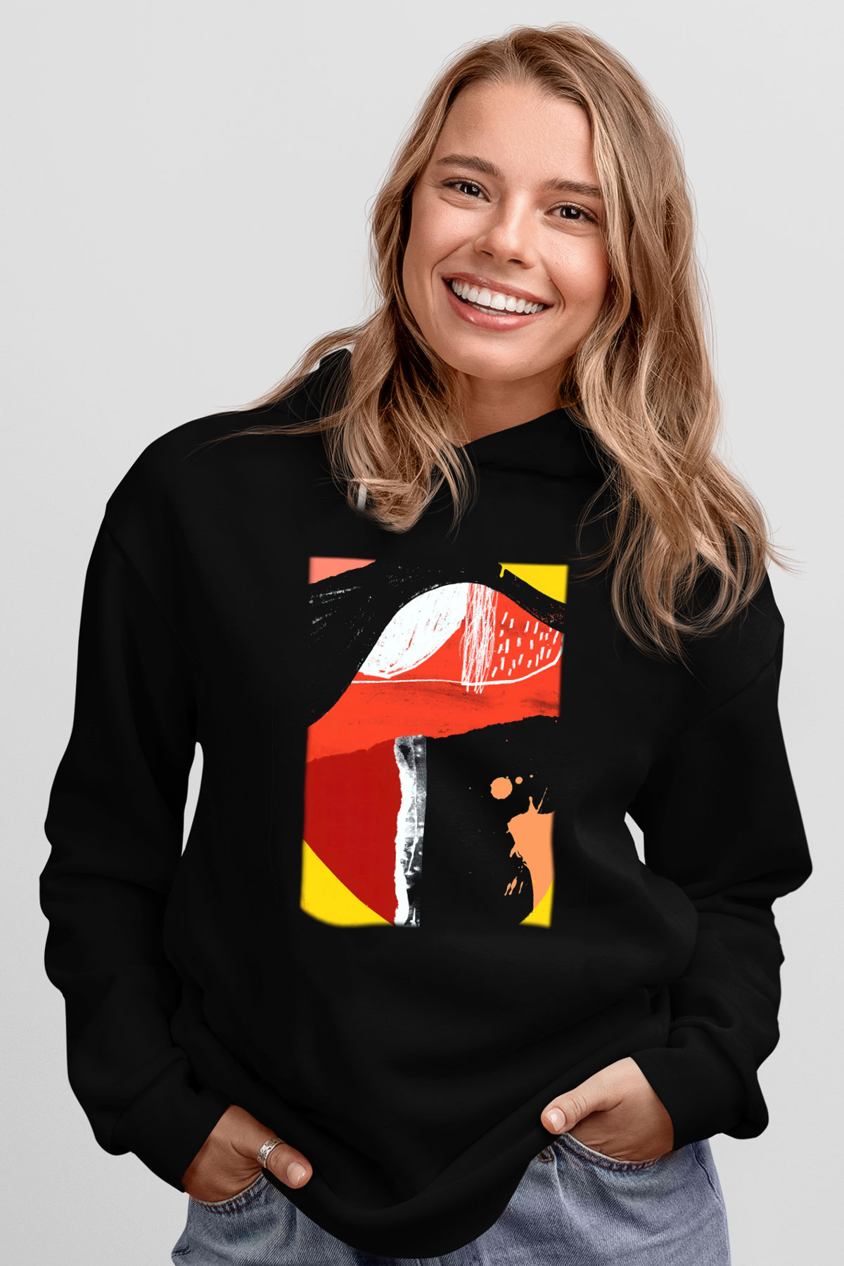 Kolaj Siyah Unisex Hoodie