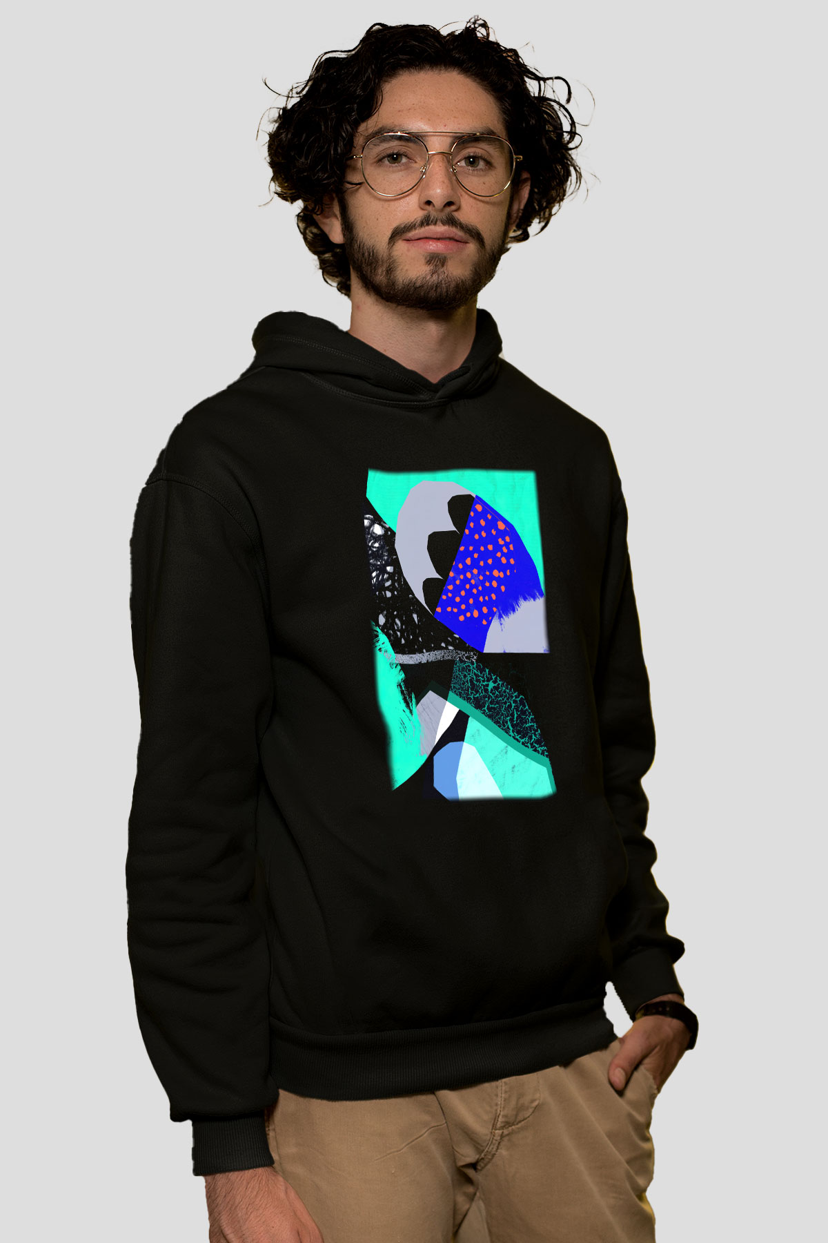 Kolaj Siyah Unisex Hoodie