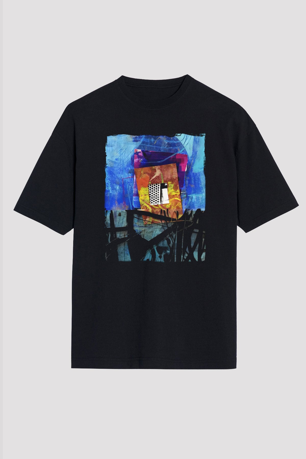 Kolaj Siyah Unisex Oversize Tişört T-Shirt