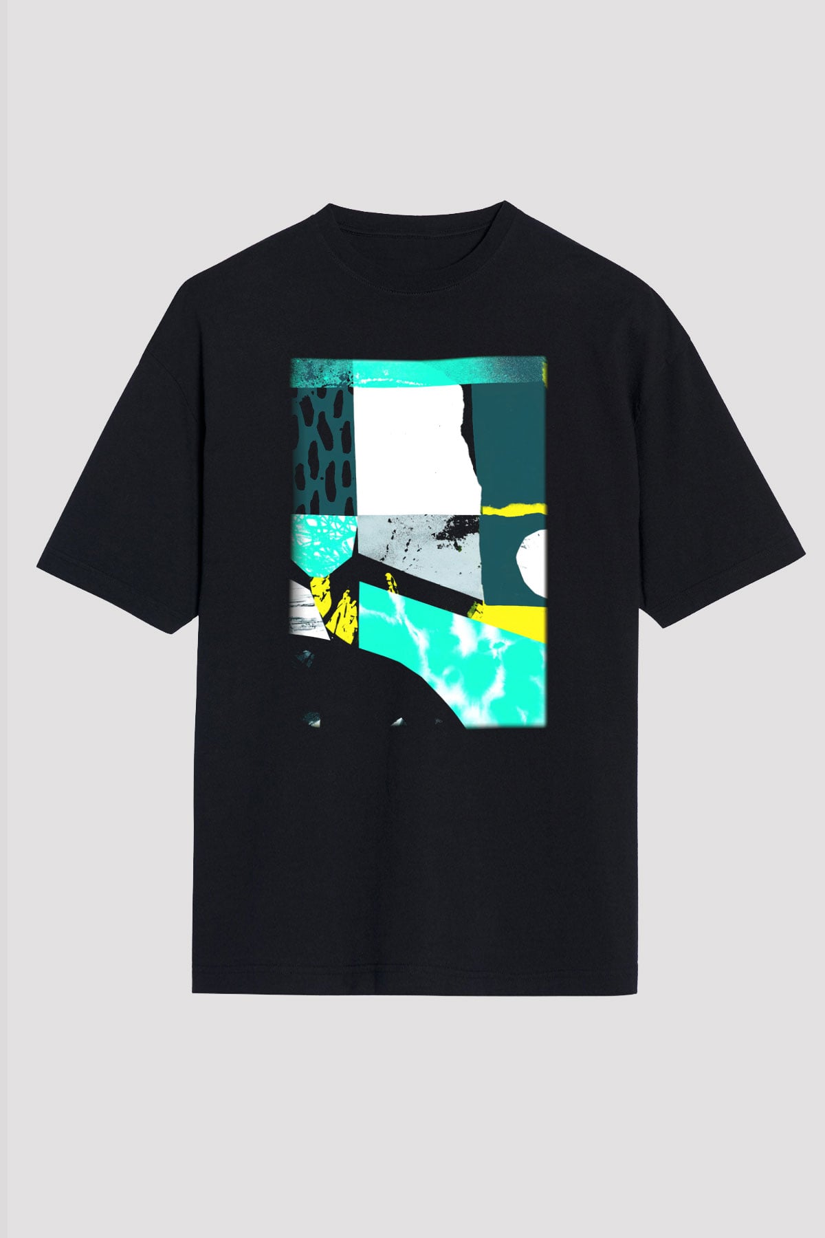 Kolaj Siyah Unisex Oversize Tişört T-Shirt