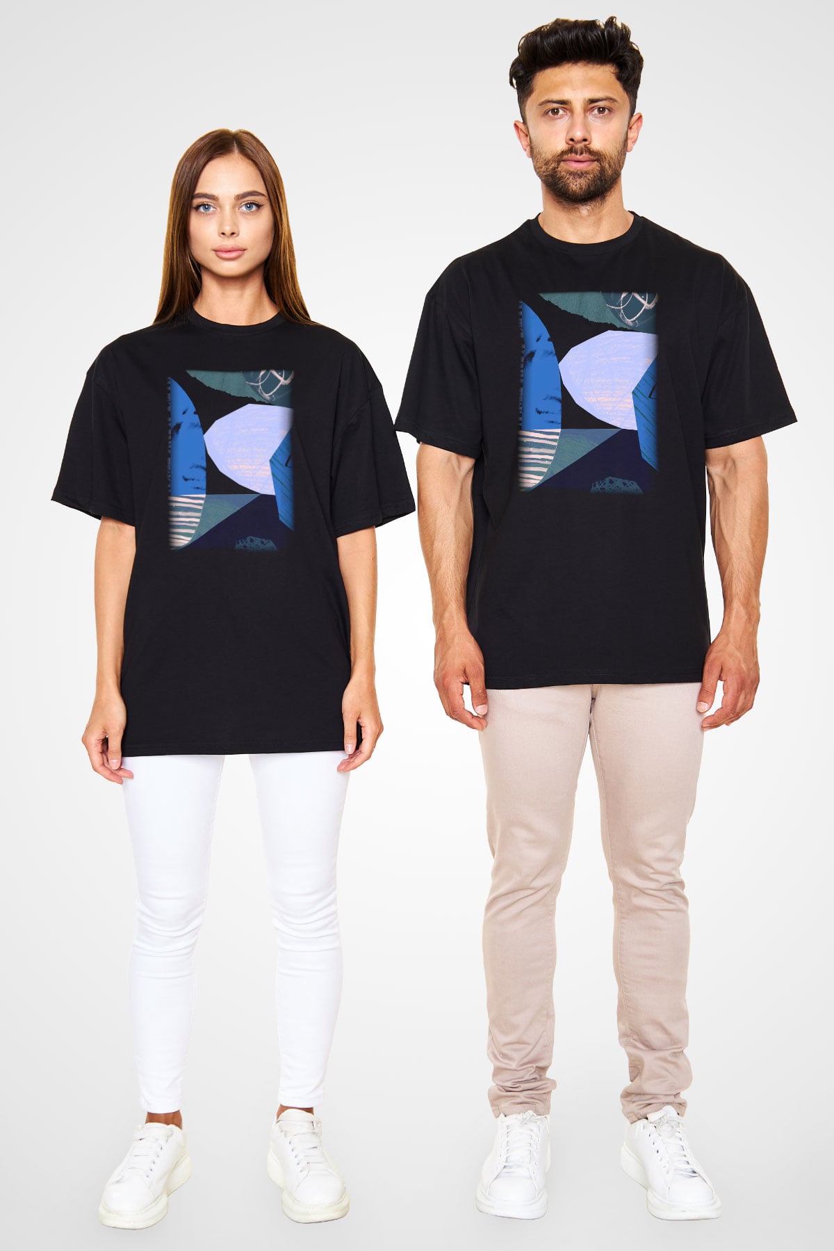 Kolaj Siyah Unisex Oversize Tişört T-Shirt