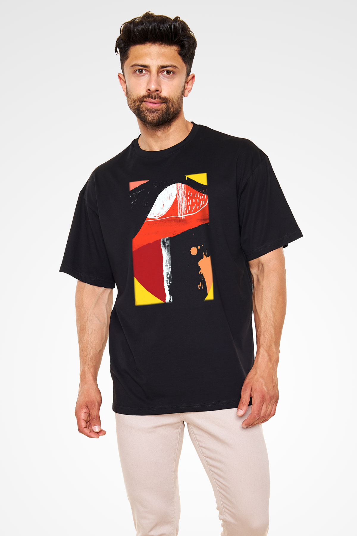Kolaj Siyah Unisex Oversize Tişört T-Shirt