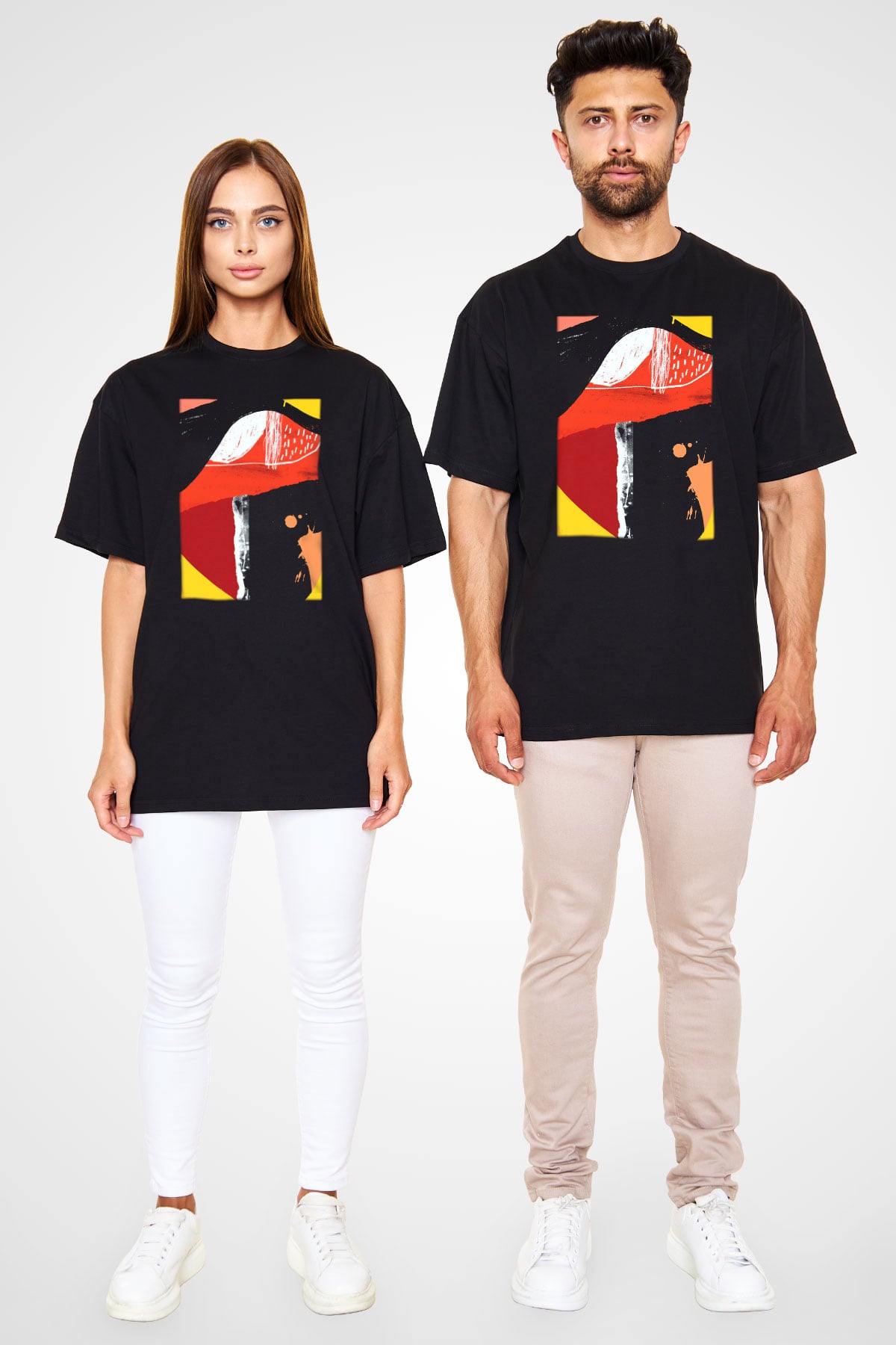 Kolaj Siyah Unisex Oversize Tişört T-Shirt