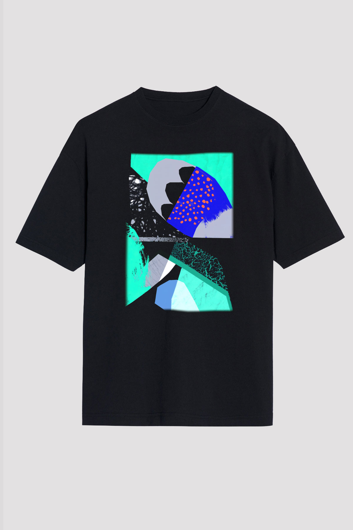Kolaj Siyah Unisex Oversize Tişört T-Shirt