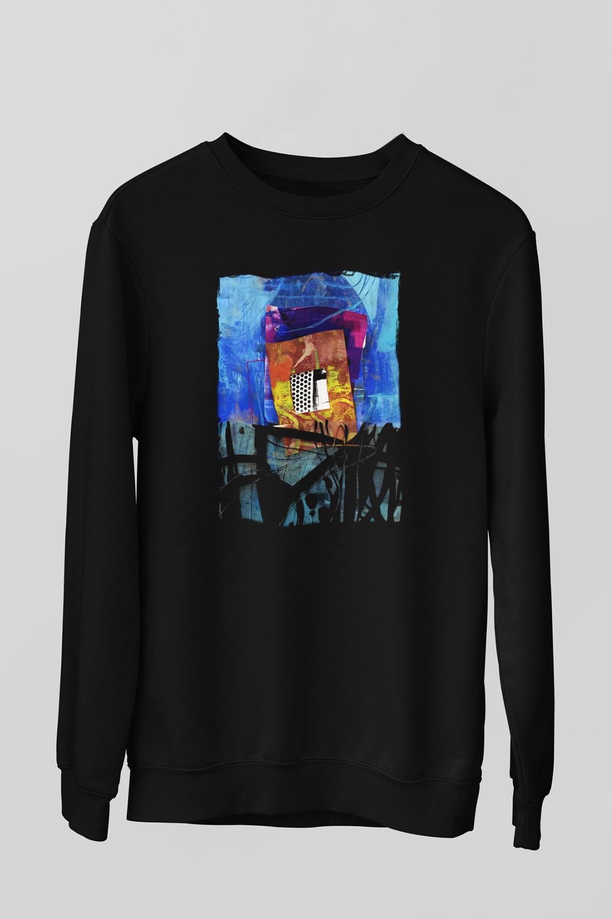 Kolaj Siyah Unisex Sweatshirt