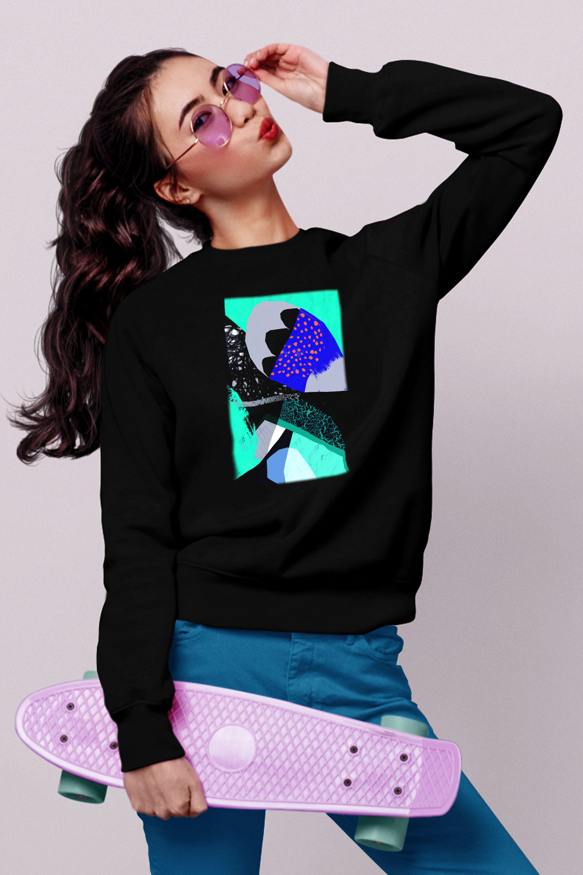 Kolaj Siyah Unisex Sweatshirt