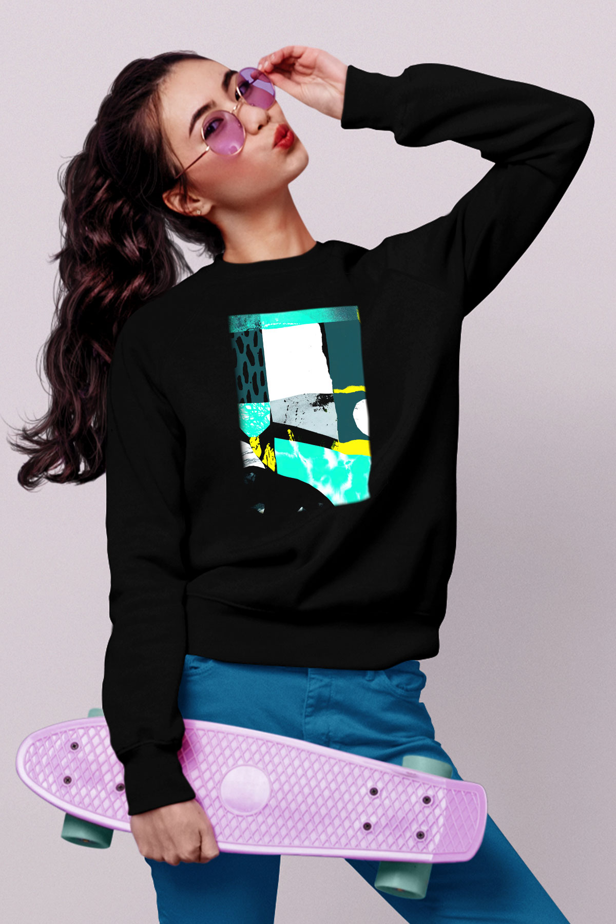 Kolaj Siyah Unisex Sweatshirt