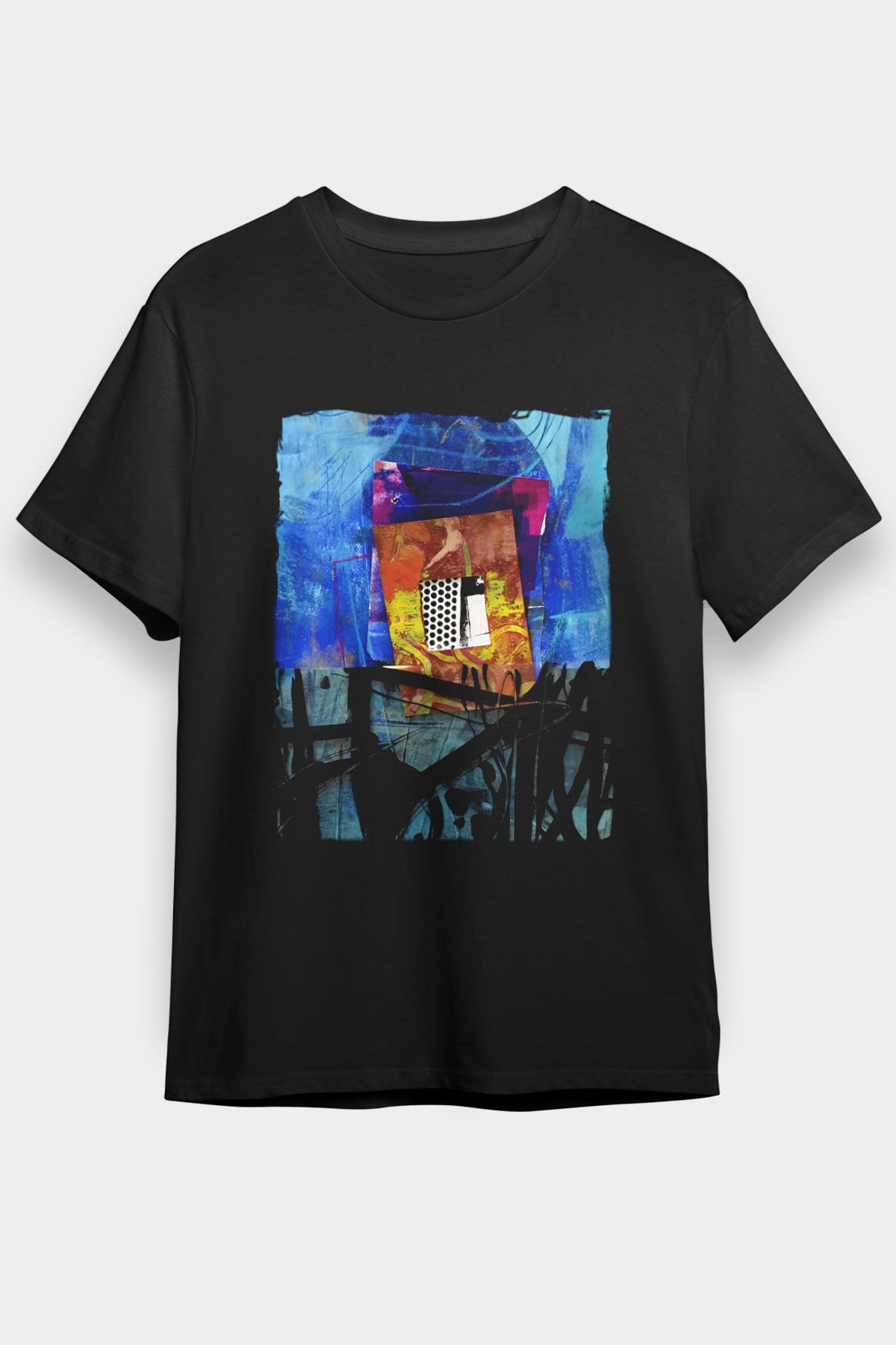 Kolaj Siyah Unisex Tişört T-Shirt - TişörtFabrikası