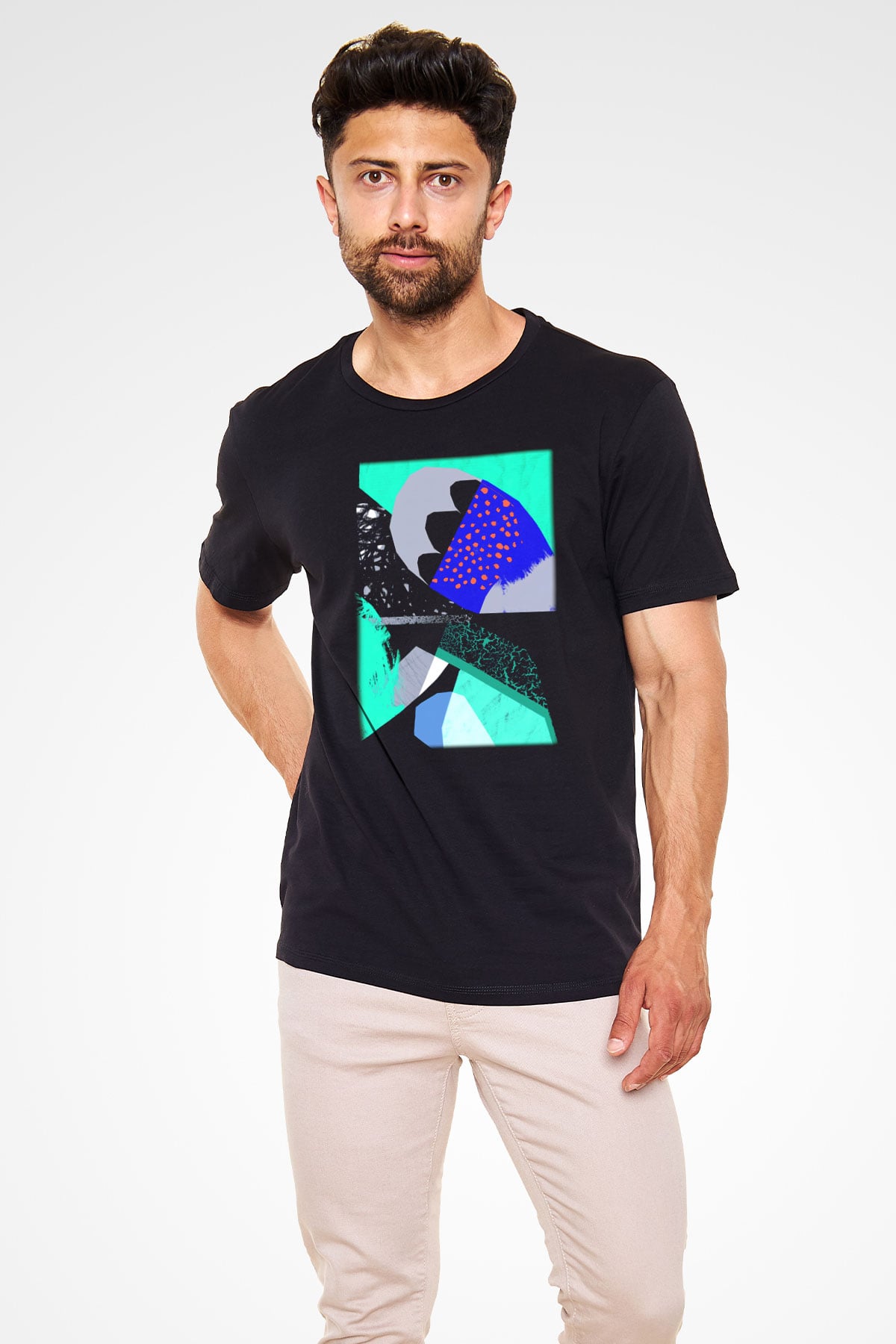 Kolaj Siyah Unisex Tişört T-Shirt - TişörtFabrikası
