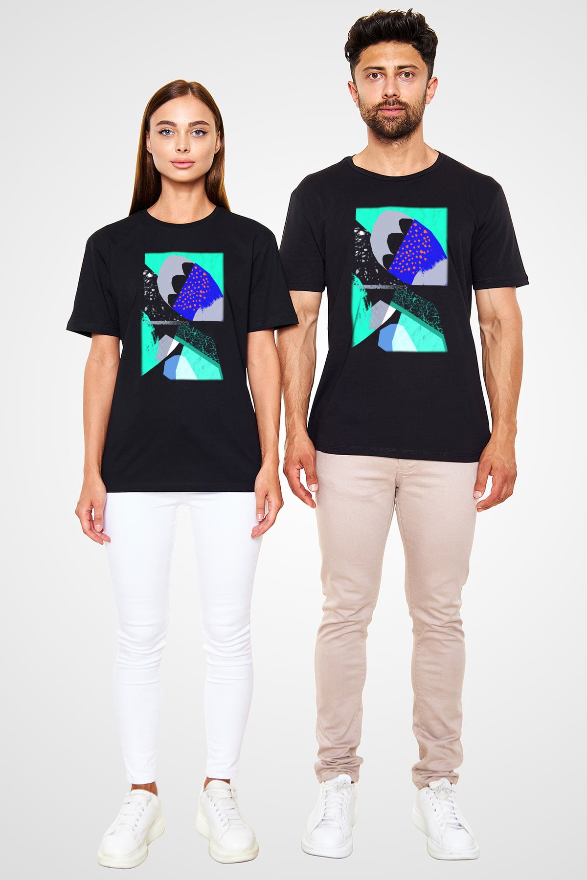 Kolaj Siyah Unisex Tişört T-Shirt - TişörtFabrikası