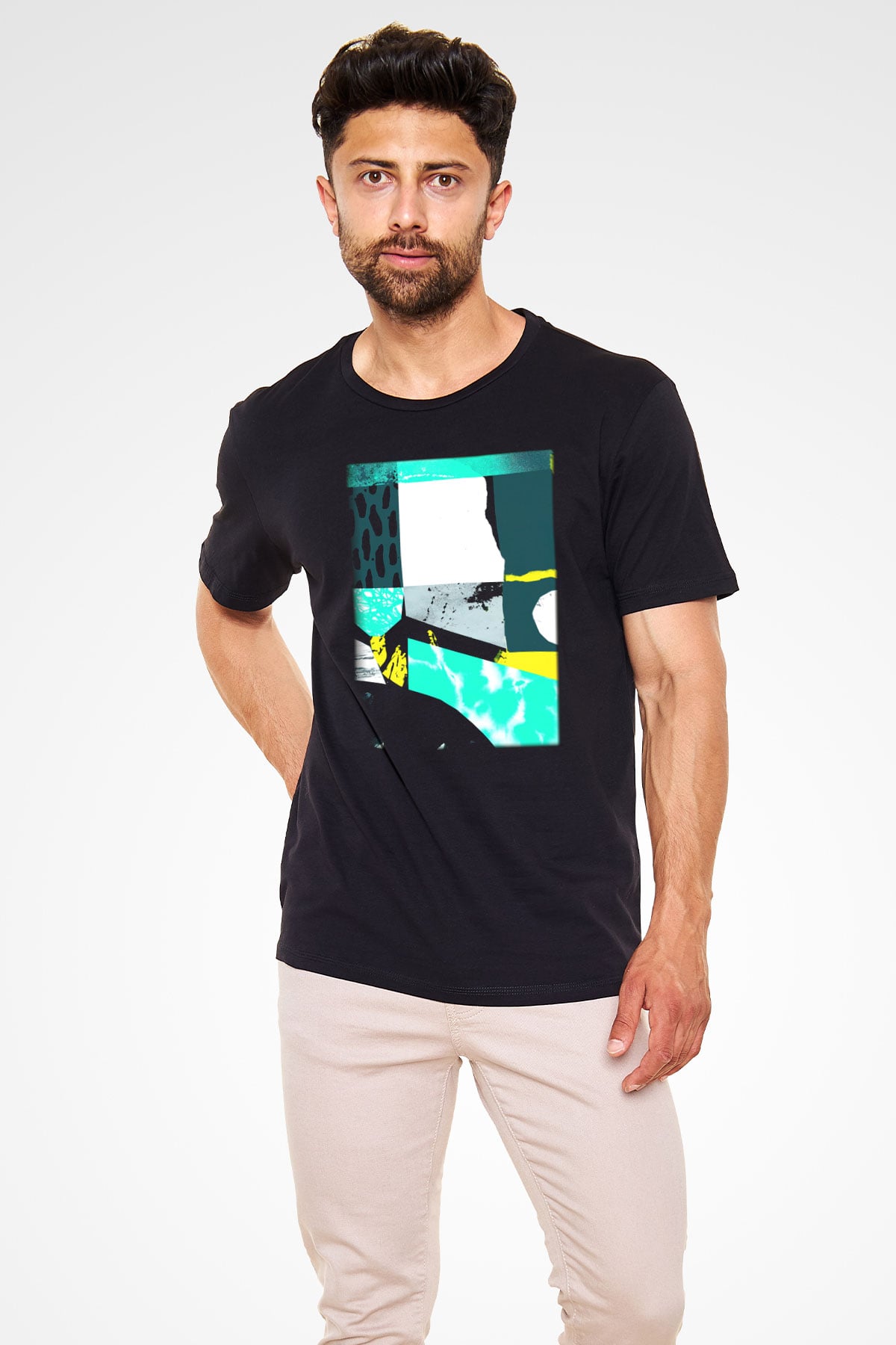 Kolaj Siyah Unisex Tişört T-Shirt - TişörtFabrikası